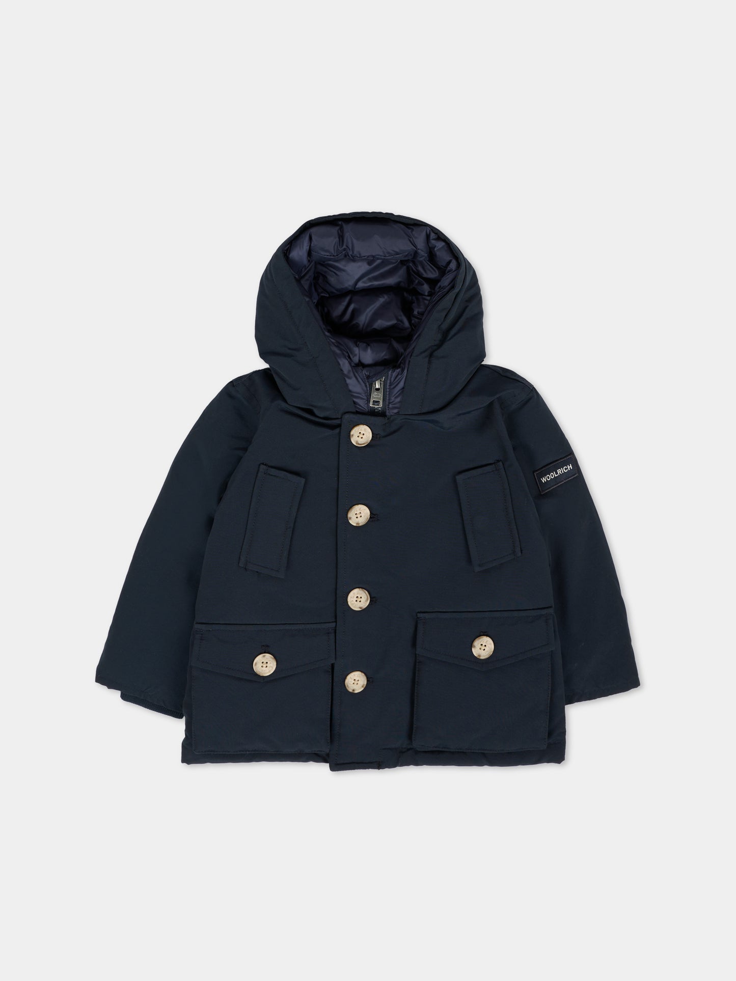Parka blu My First No Fur per neonato con logo,Woolrich Kids,CFWKOU0484MRUT0641 - UT0641 - MLB