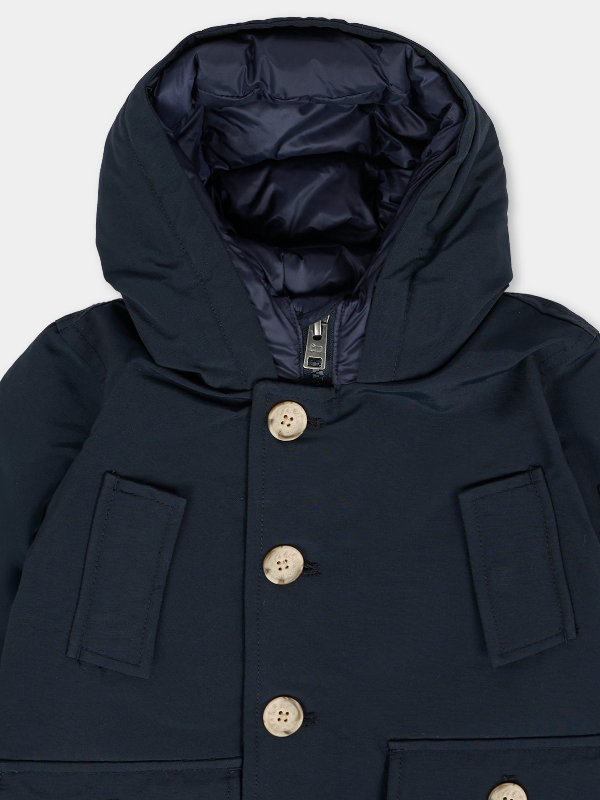 Parka blu My First No Fur per neonato con logo,Woolrich Kids,CFWKOU0484MRUT0641 - UT0641 - MLB