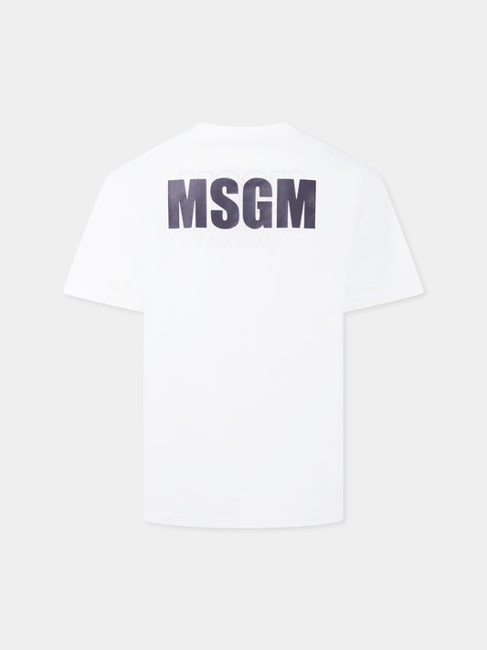 T-shirt bianca per bambini con logo,Msgm Kids,S5MSJUTH066 001