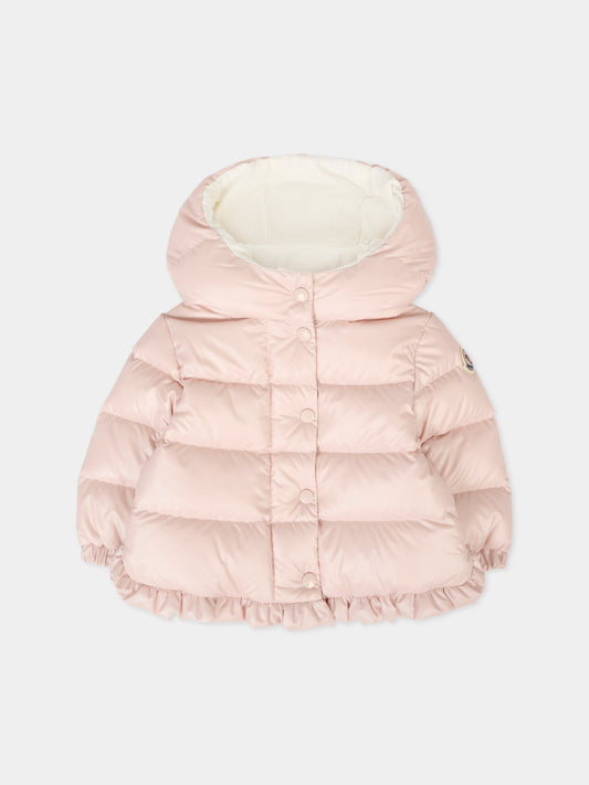 Piumino Tazui rosa per neonata con logo,Moncler Kids,K2951 1A00036 597YX 50X