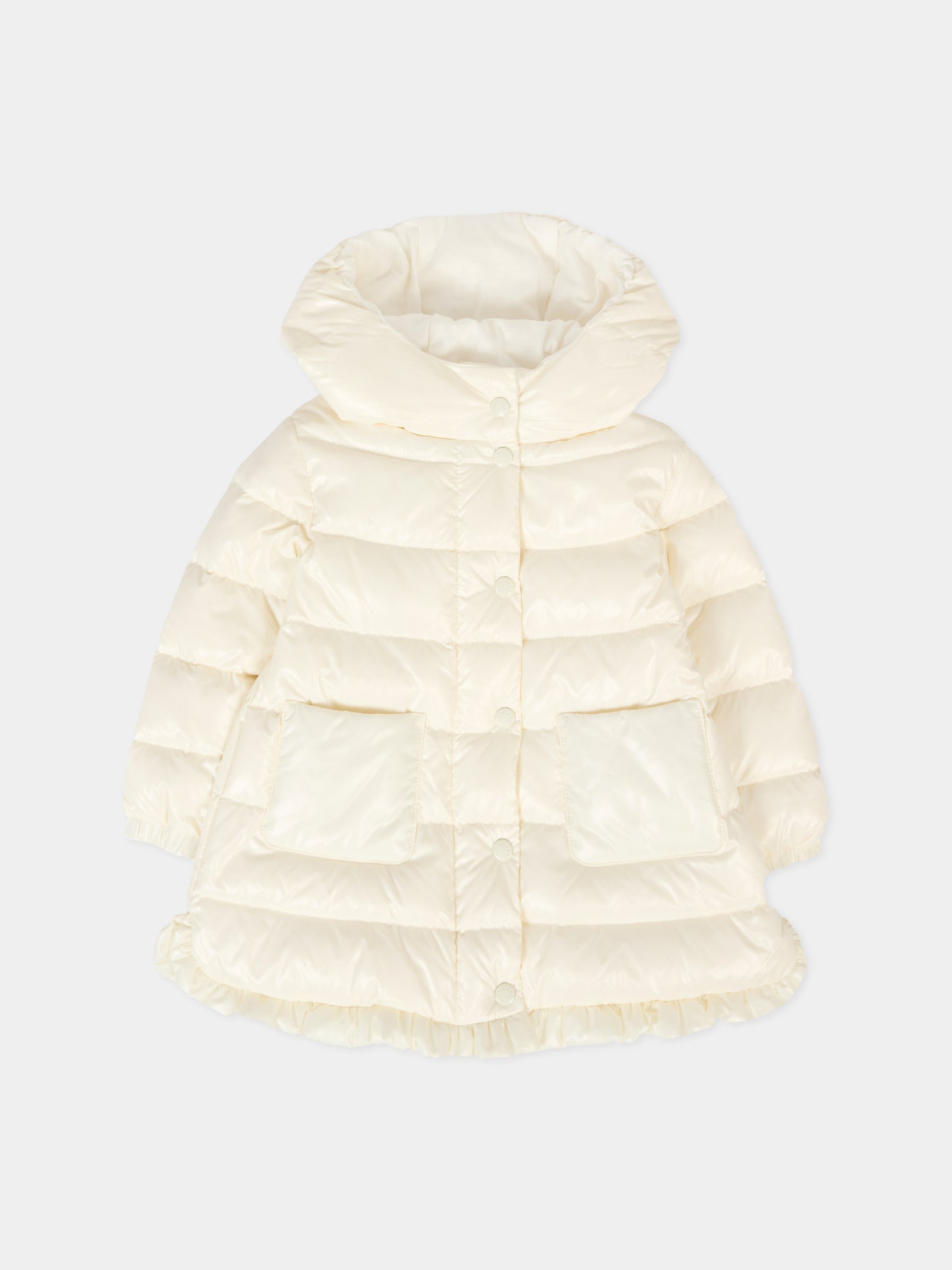 Piumino Dufar avorio per neonata con logo,Moncler Kids,K2951 1C00003 597Z8 034