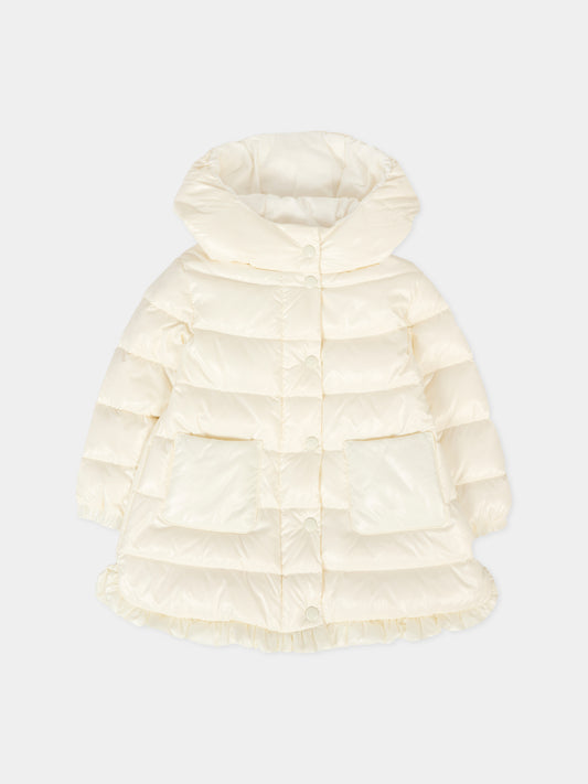 Piumino Dufar avorio per neonata con logo,Moncler Kids,K2951 1C00003 597Z8 034