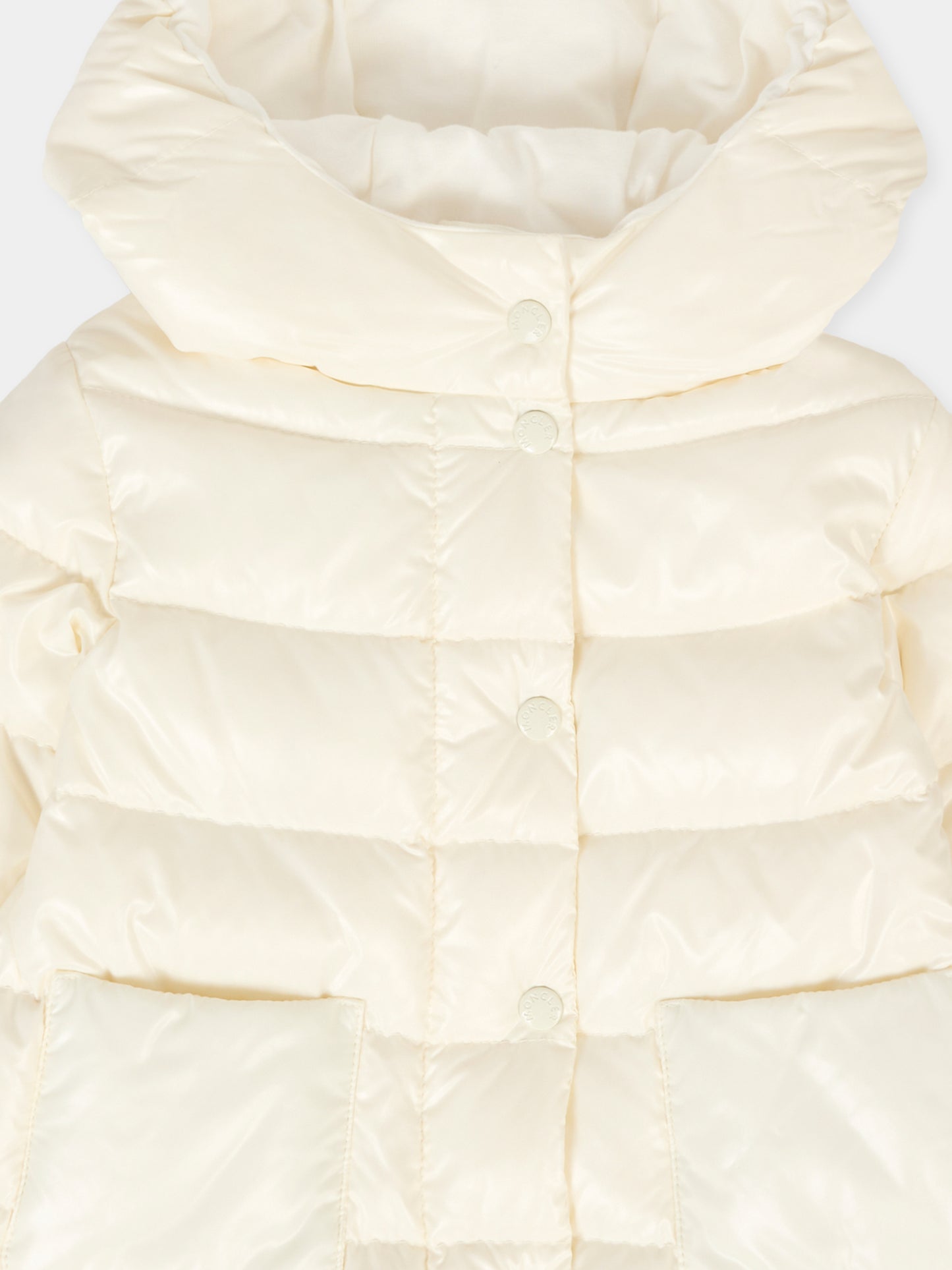 Piumino Dufar avorio per neonata con logo,Moncler Kids,K2951 1C00003 597Z8 034