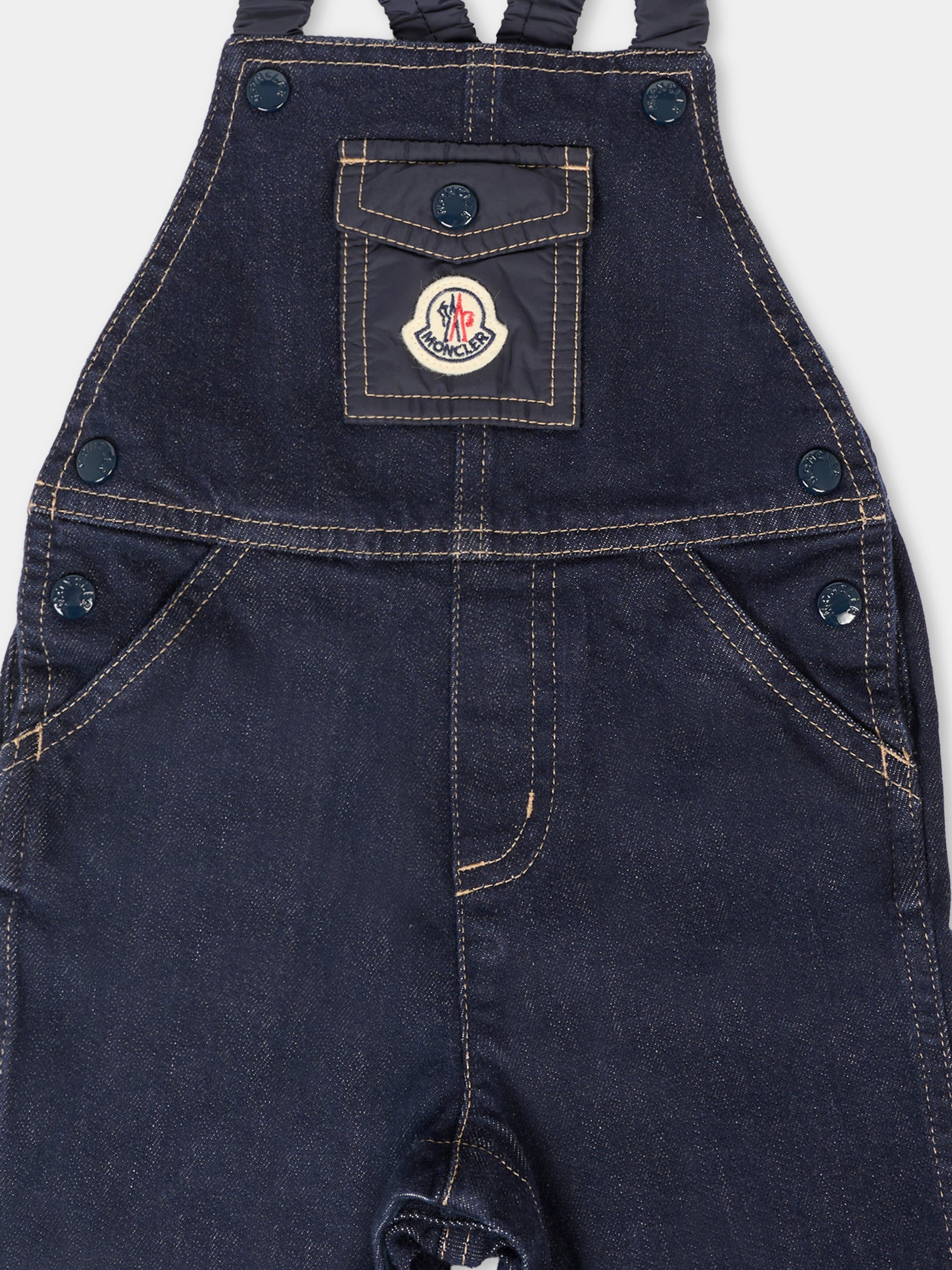Salopette denim per neonato con logo,Moncler Kids,K2951 2G00004 5974Q 791