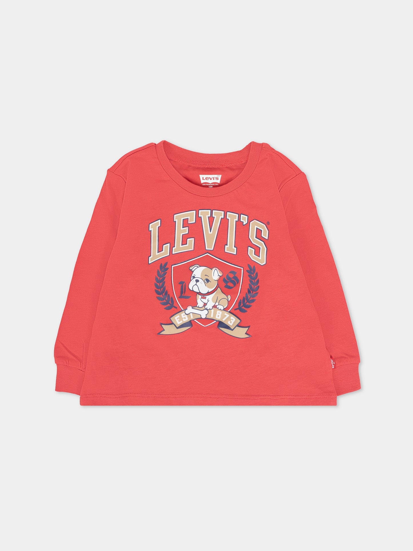 T-shirt rossa per neonato con logo e cane,Levi's Kids,6EP166 R7S
