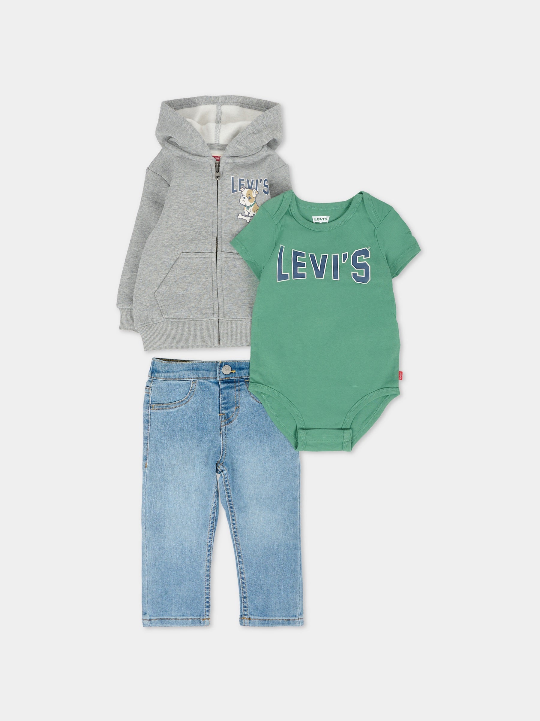Completo verde per neonato con logo,Levi's Kids,6EN867 F7N