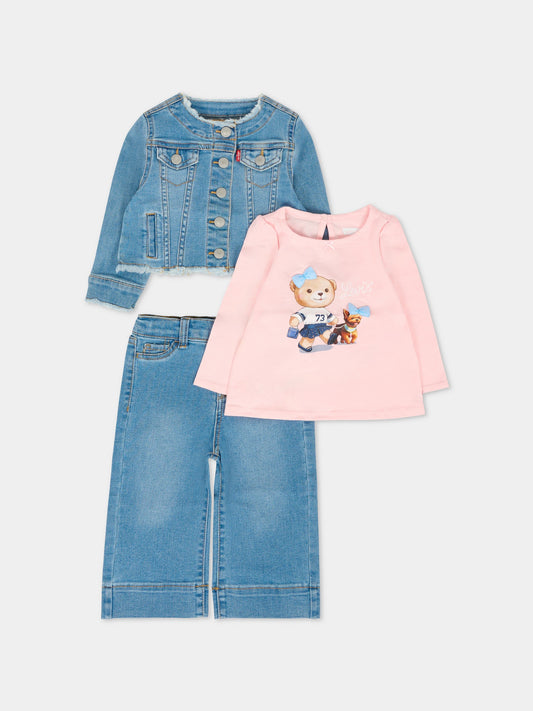 Completo rosa per neonata con orsetta,Levi's Kids,1EN551 AGJ