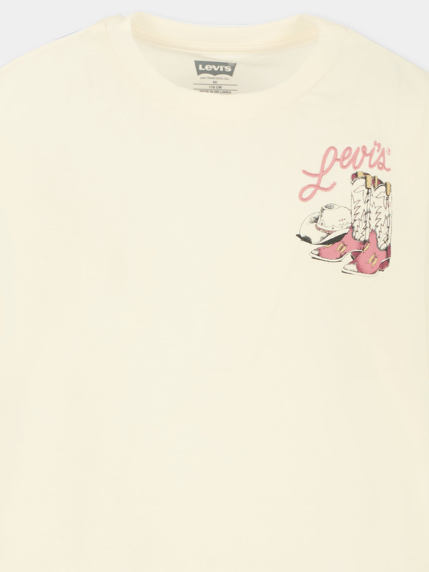 T-shirt avorio per bambina con stivali,Levi's Kids,EP074 W86