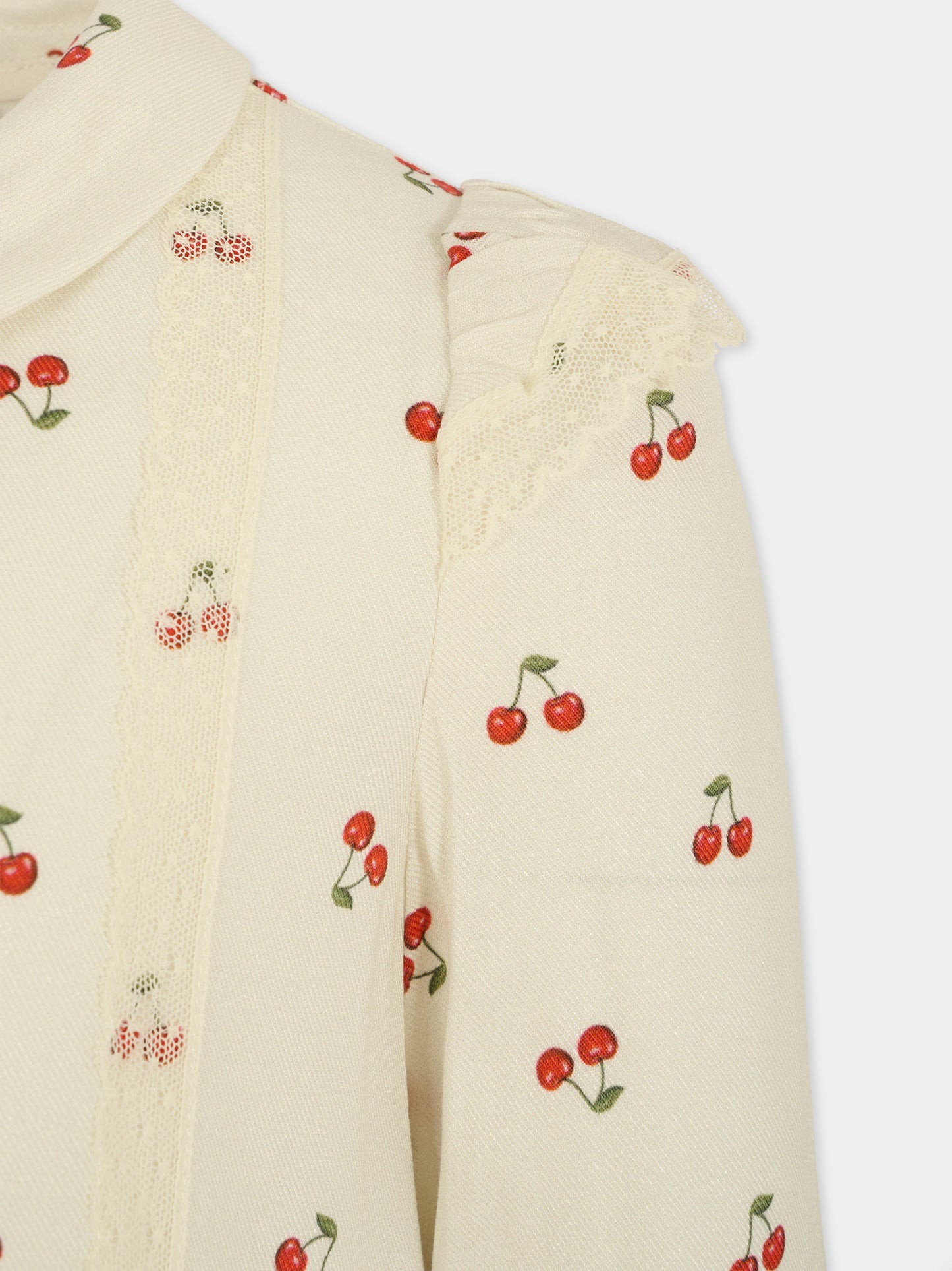 Vestito avorio per bambina con ciliegie,Philosophy,I1F902 - 6605 - P243