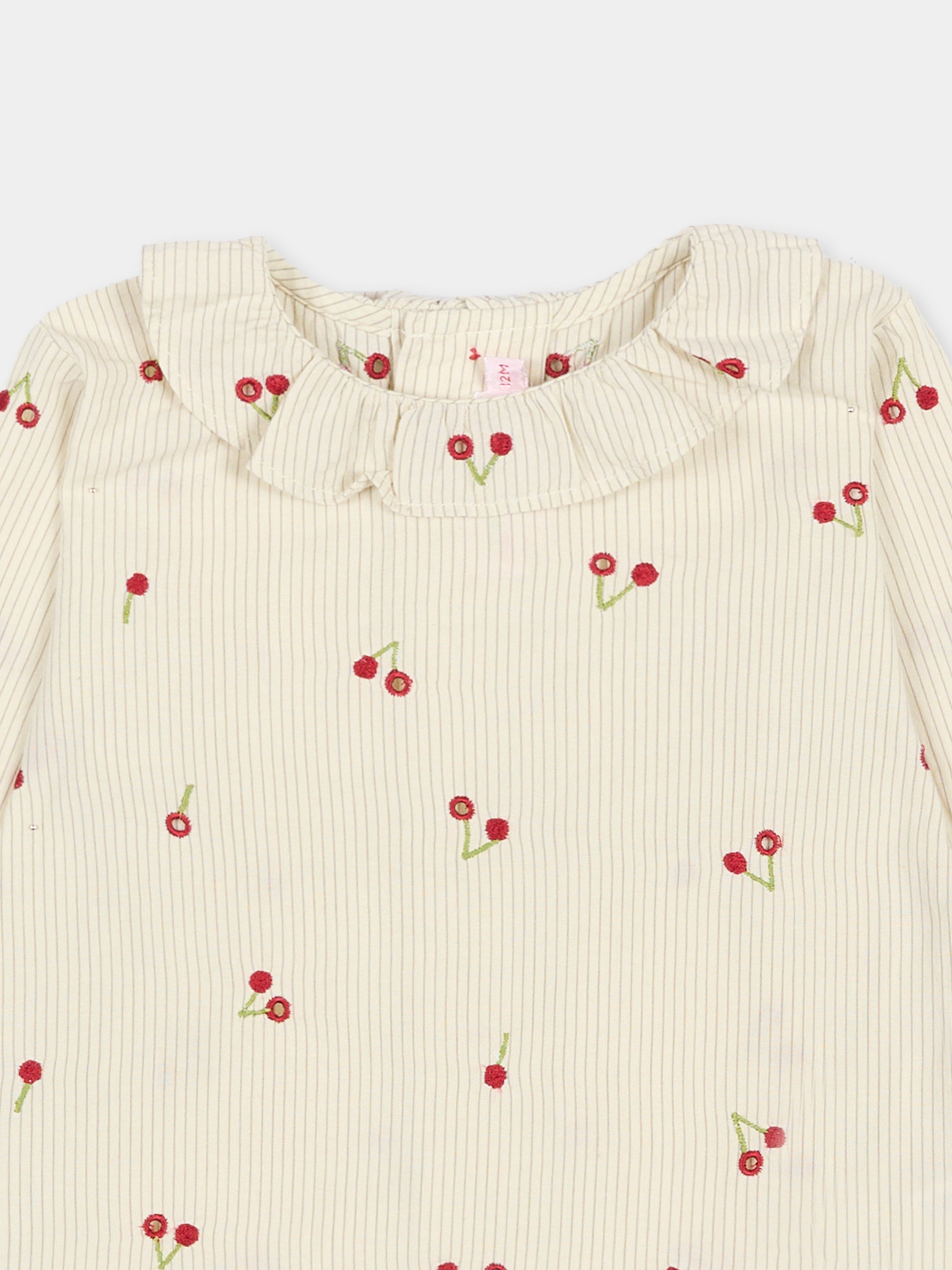 Camicia avorio per neonata con ciliegie,Bonpoint,W05XBLW00006 151E