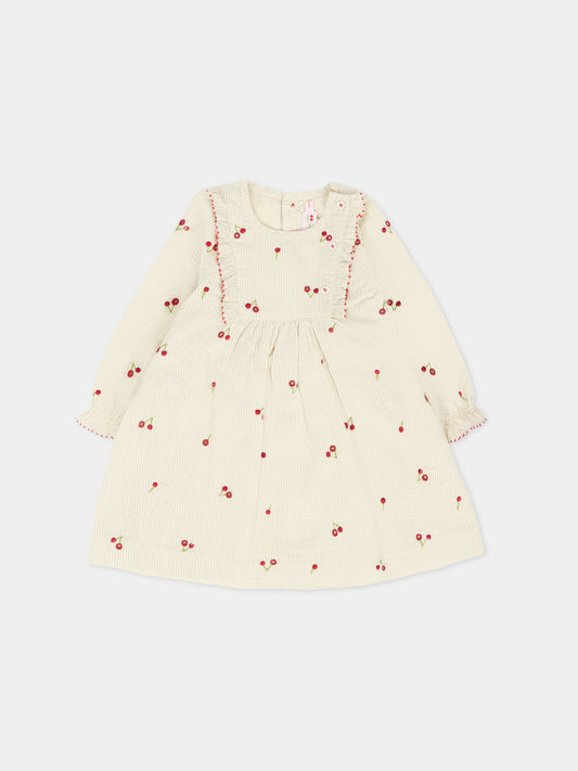 Vestito avorio per neonata con ciliegie,Bonpoint,W05XDRW00009 151E