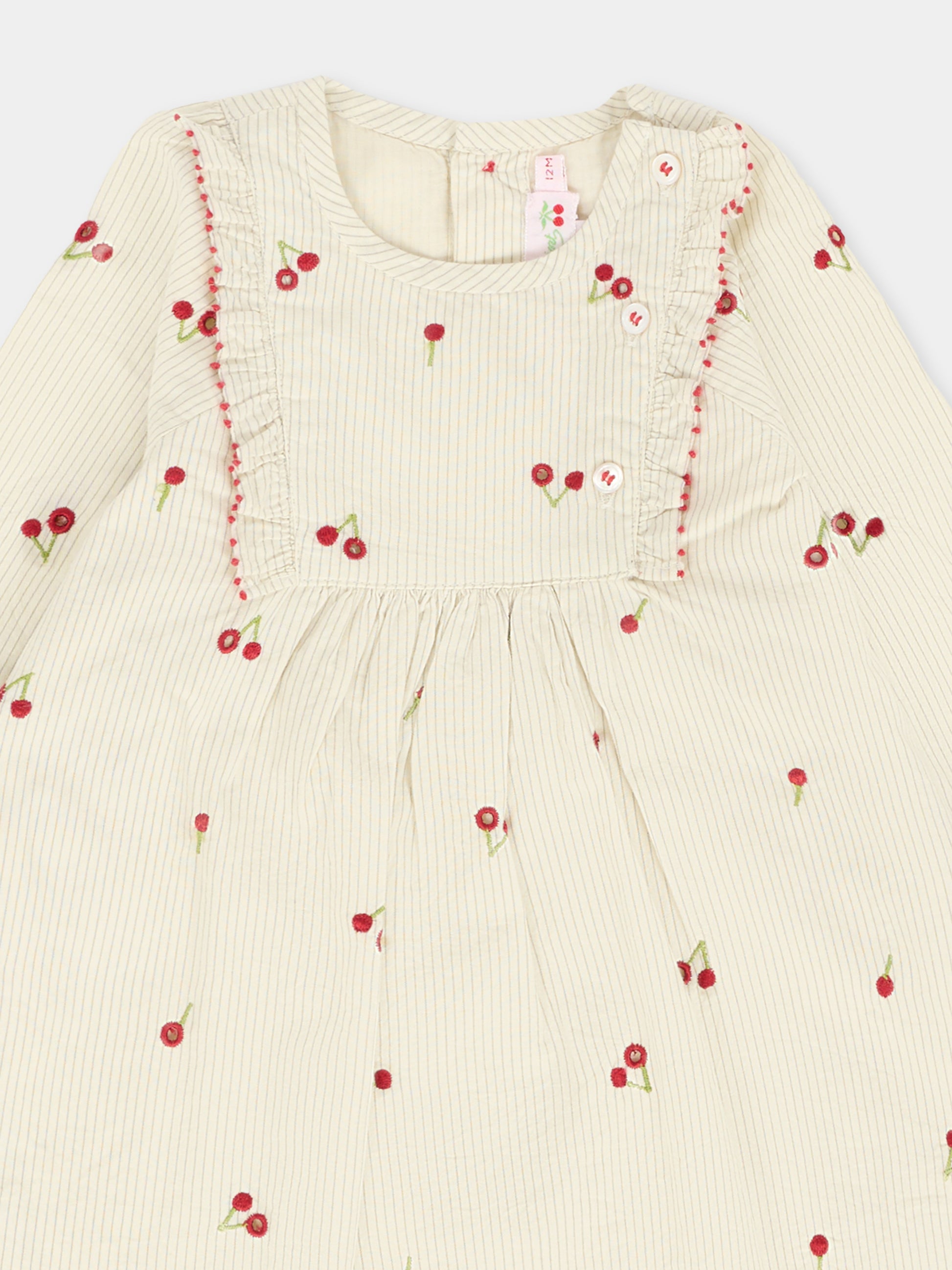Vestito avorio per neonata con ciliegie,Bonpoint,W05XDRW00009 151E