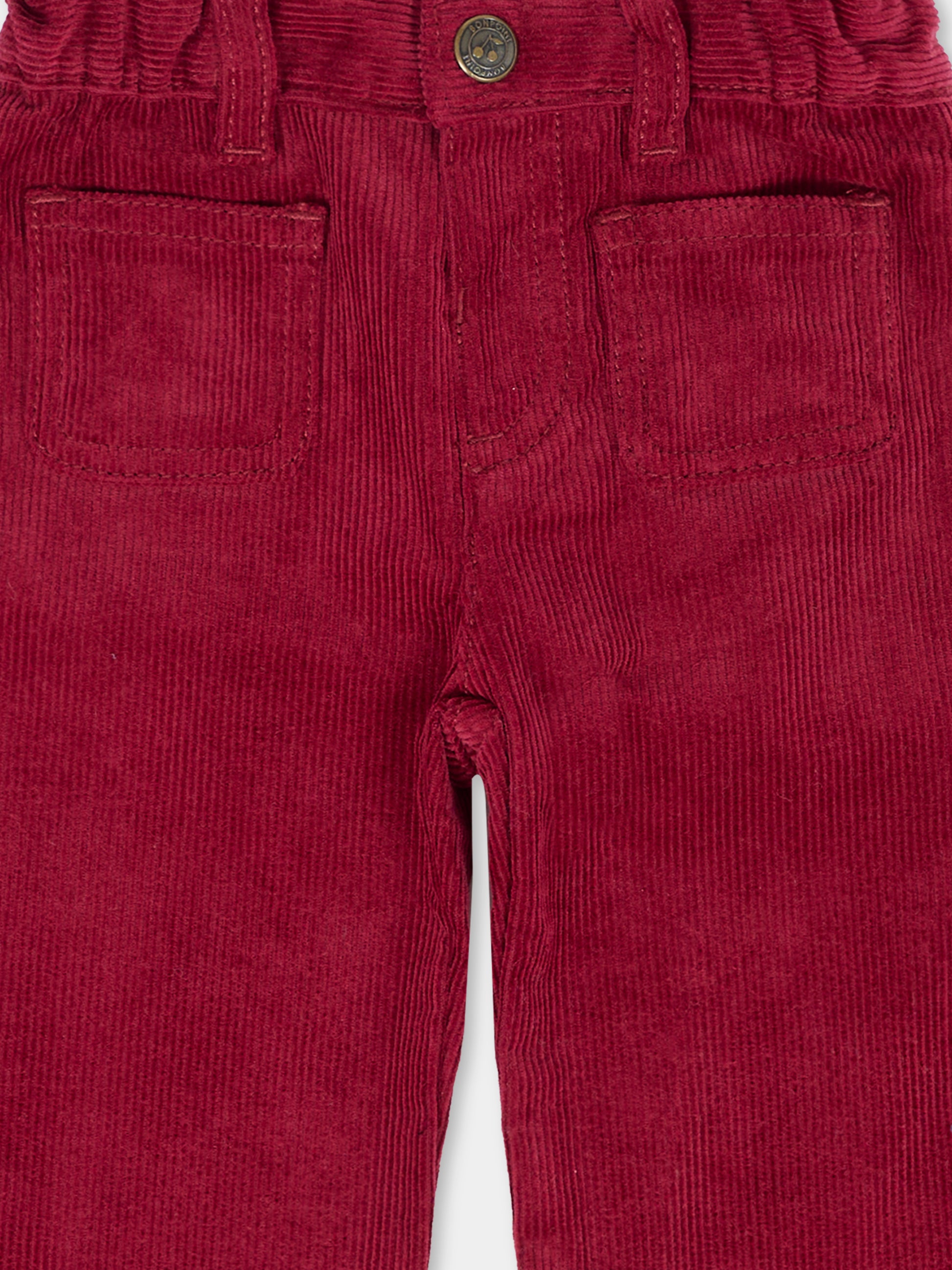 Pantaloni bordeaux per neonata con ciliegie,Bonpoint,W05XPAW00001 053