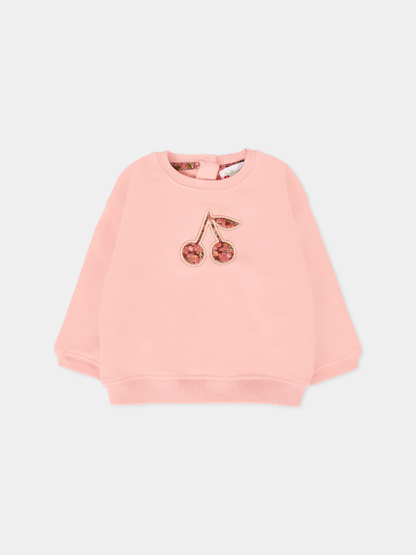 Felpa rosa per neonata con ciliegie,Bonpoint,W05XSWK00004 122