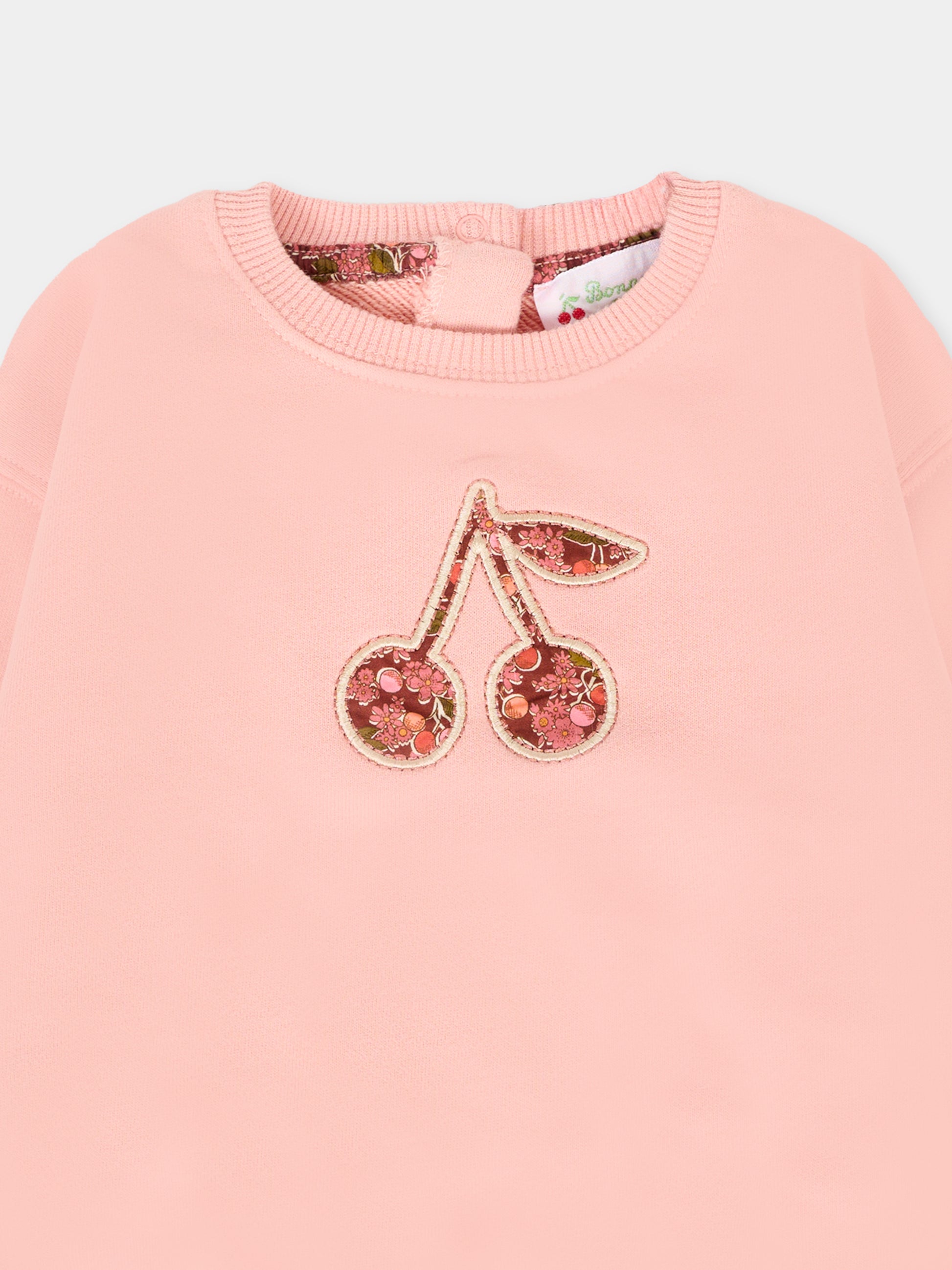 Felpa rosa per neonata con ciliegie,Bonpoint,W05XSWK00004 122