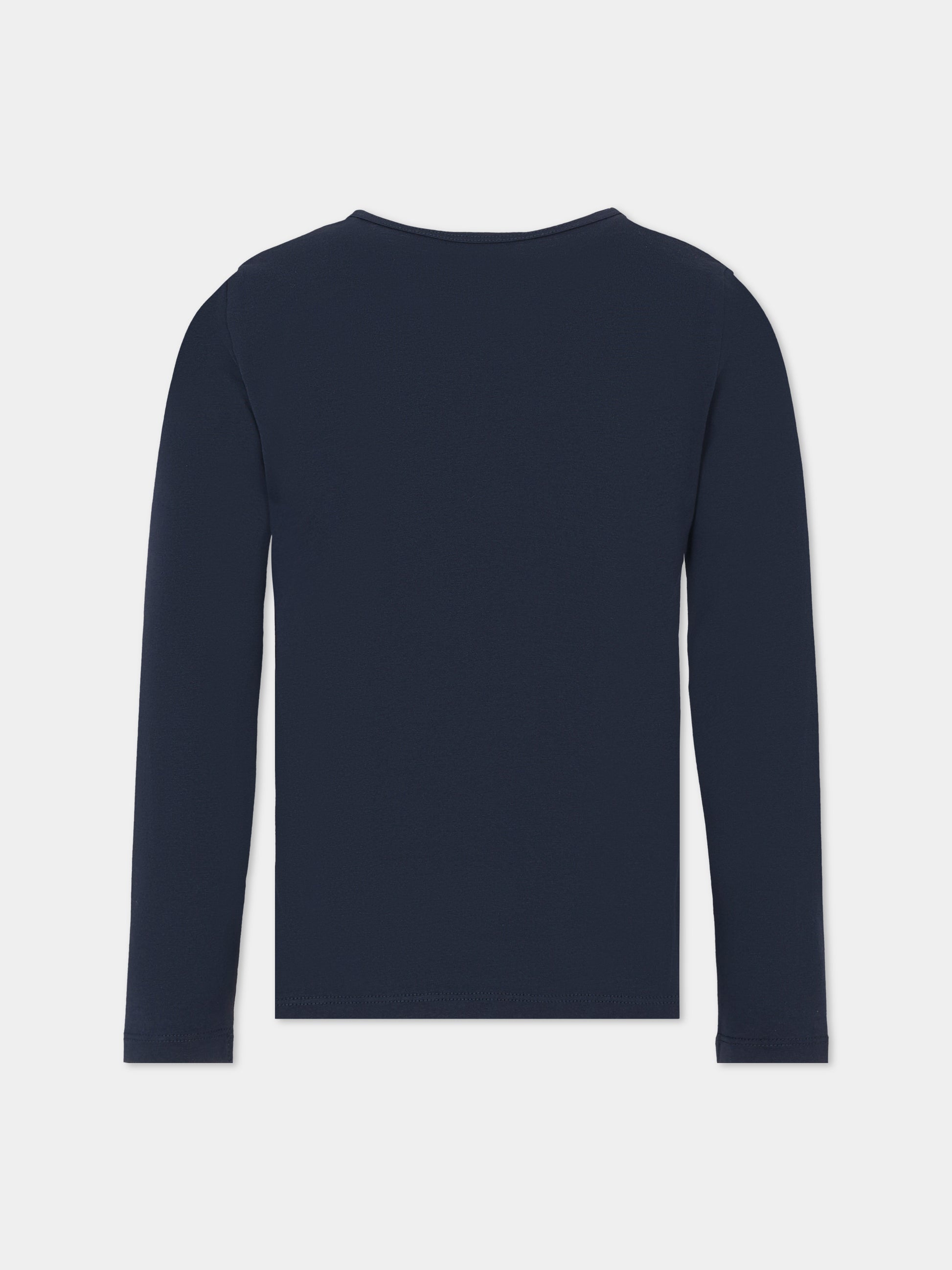 T-shirt blu per bambina con ciliegie e logo,Bonpoint,W05GTSK00021 170