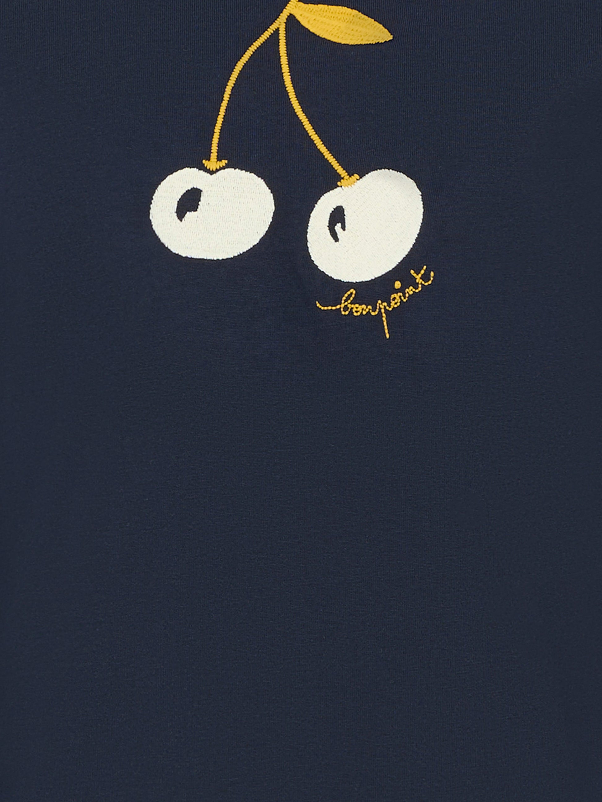 T-shirt blu per bambina con ciliegie e logo,Bonpoint,W05GTSK00021 170