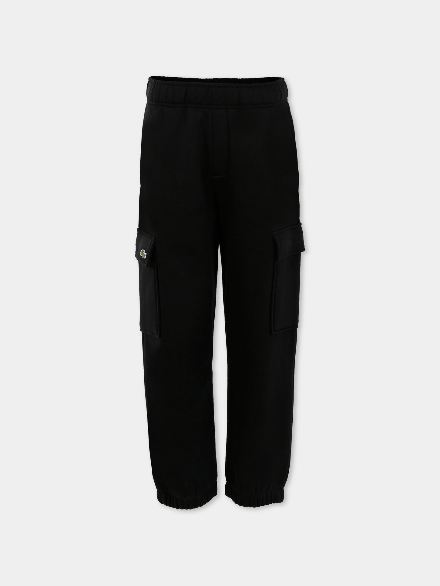 Pantaloni neri per bambini con coccodrillo,Lacoste,XJ7345 031
