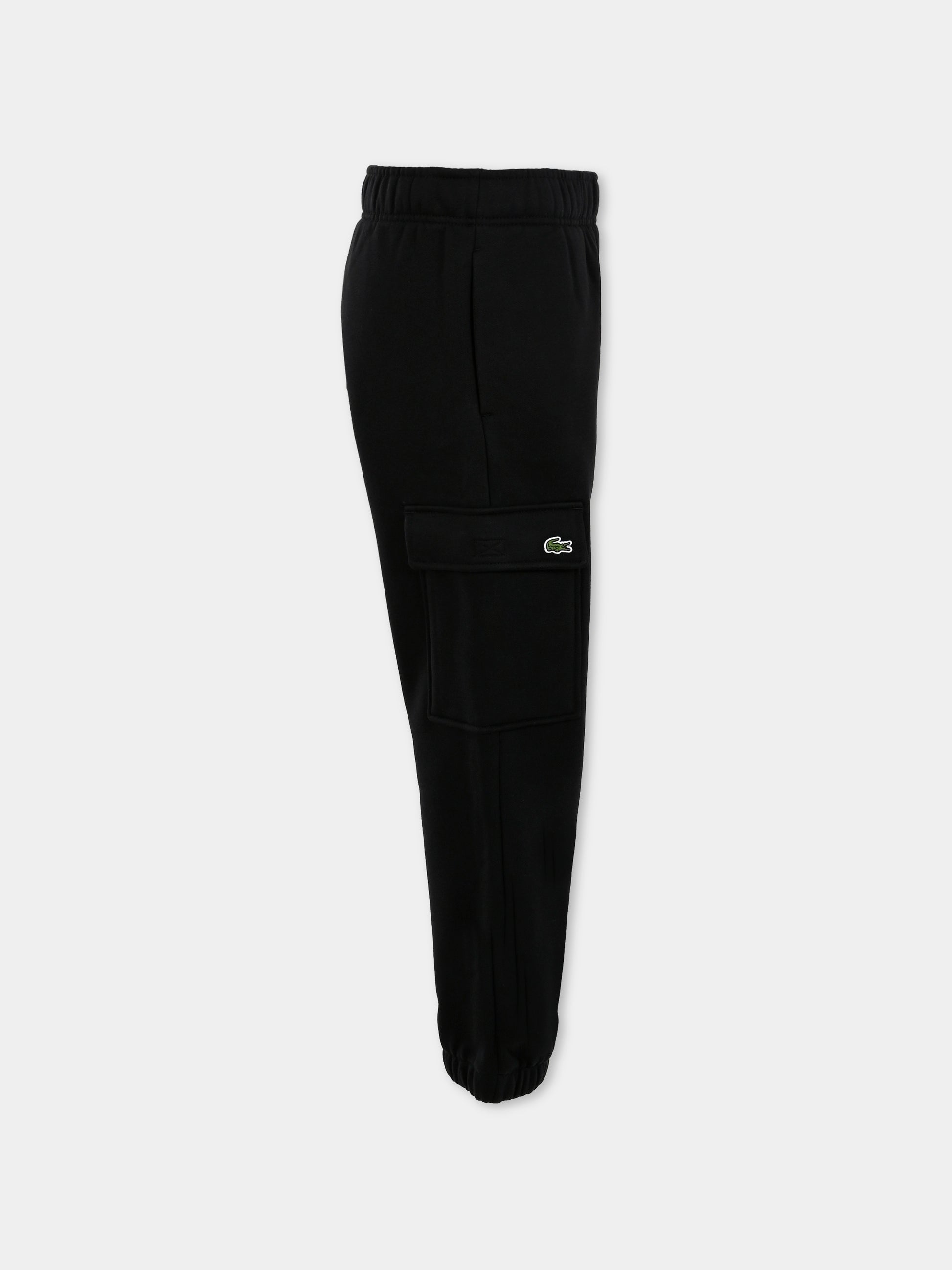Pantaloni neri per bambini con coccodrillo,Lacoste,XJ7345 031