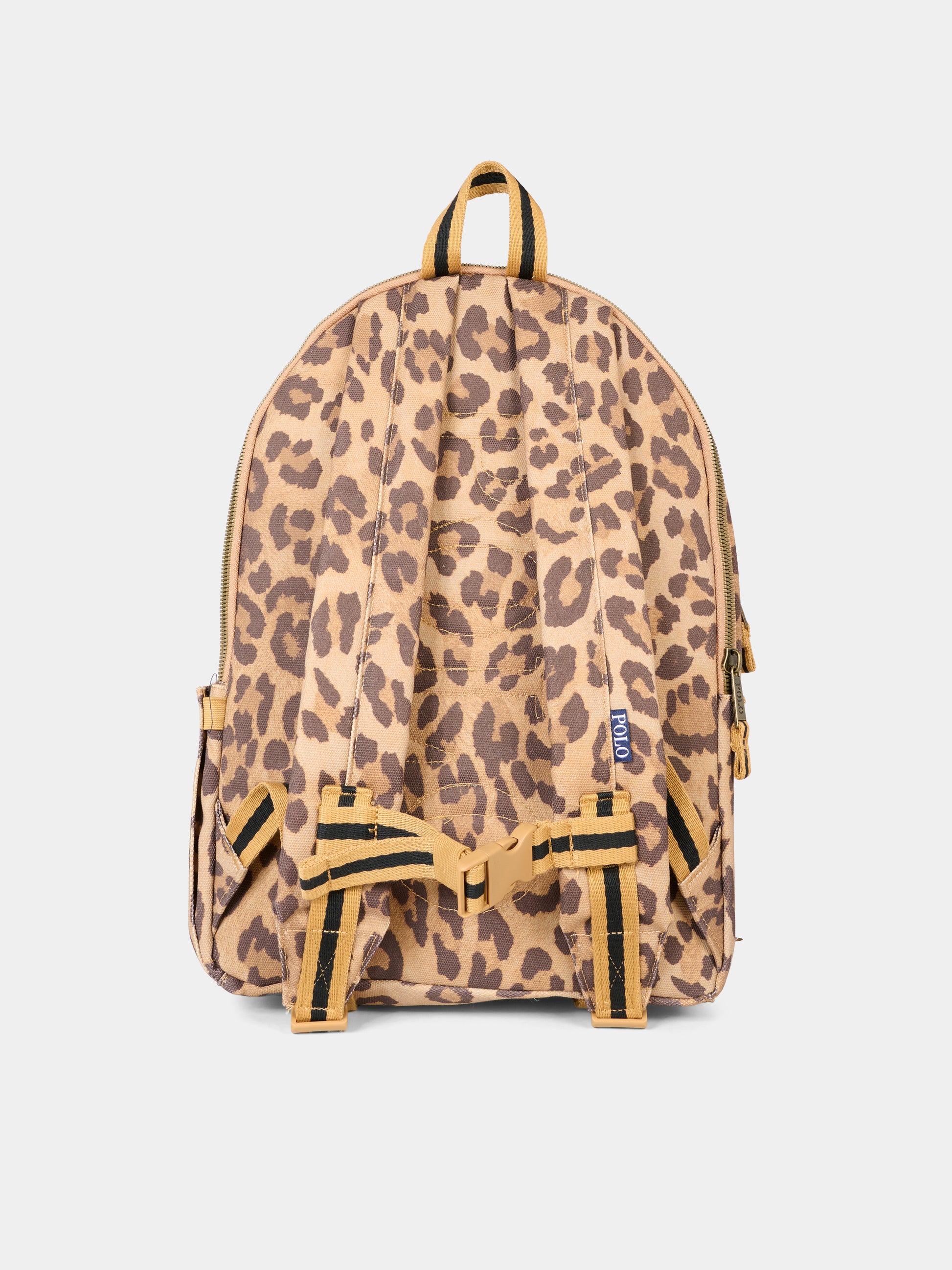 Zaino multicolor per bambina con Polo Bear e stampa animalier,Ralph Lauren Kids,9AR157 X3X