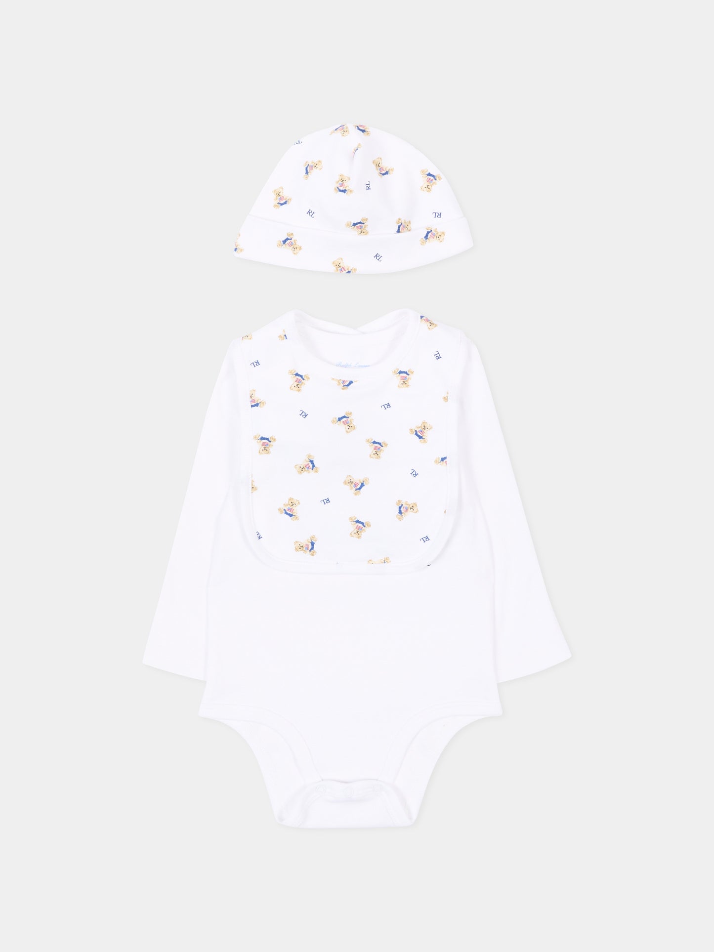 Set body bianco per neonato con Polo Bear,Ralph Lauren Kids,P00760001