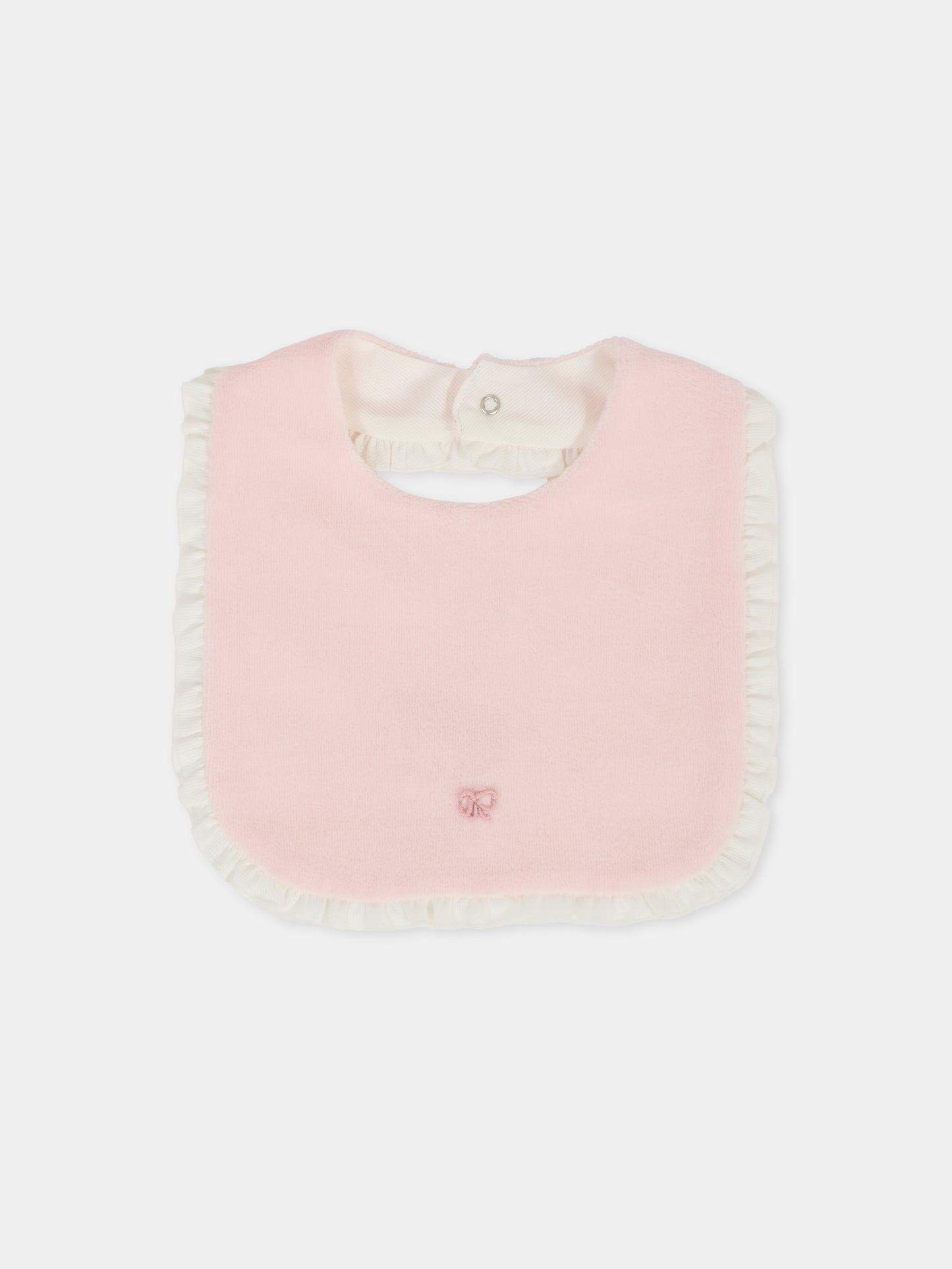 Bavaglino rosa per neonata con fiocco,La Stupenderia,1TBBV02L03