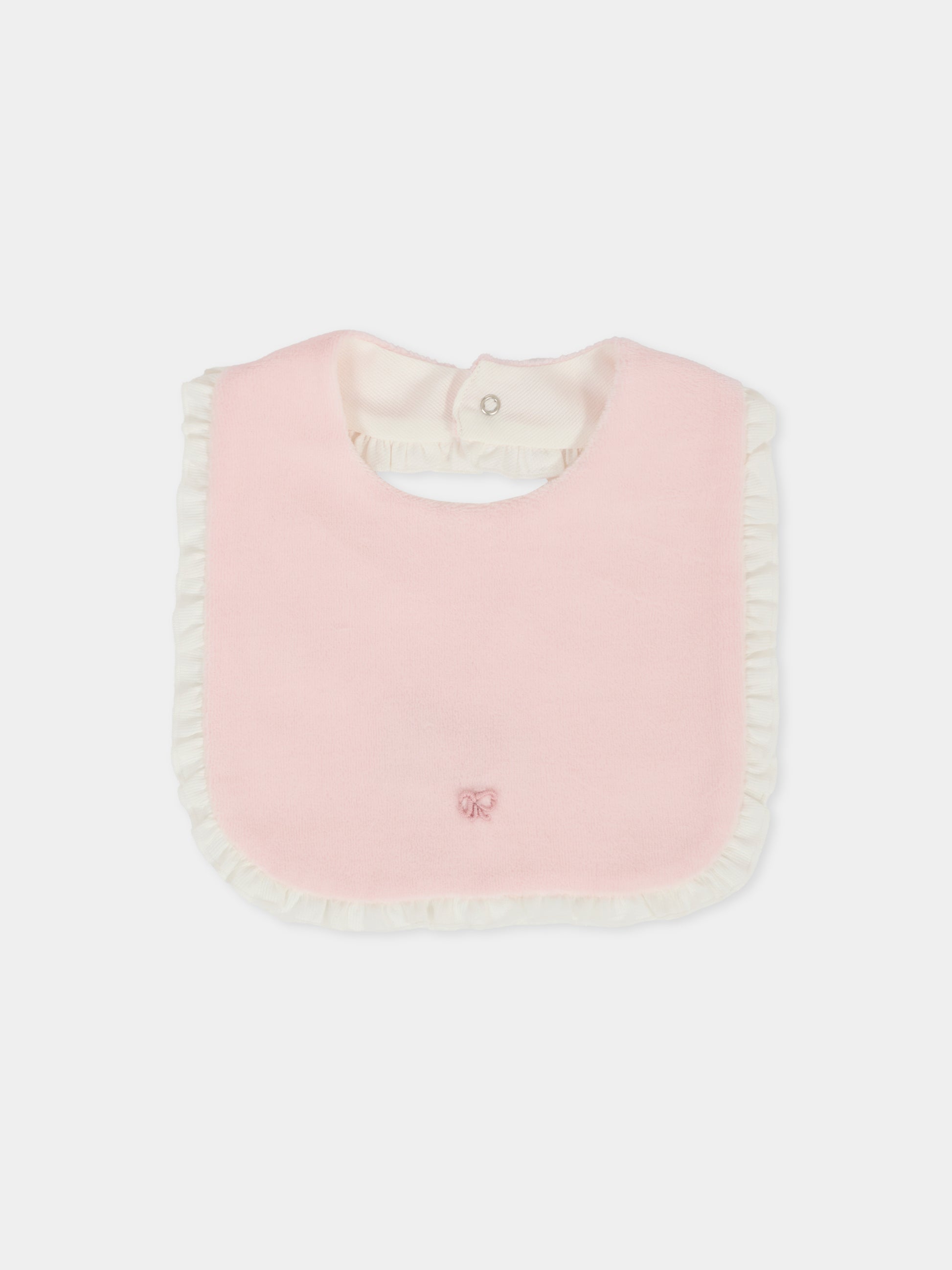 Bavaglino rosa per neonata con fiocco,La Stupenderia,1TBBV02L03