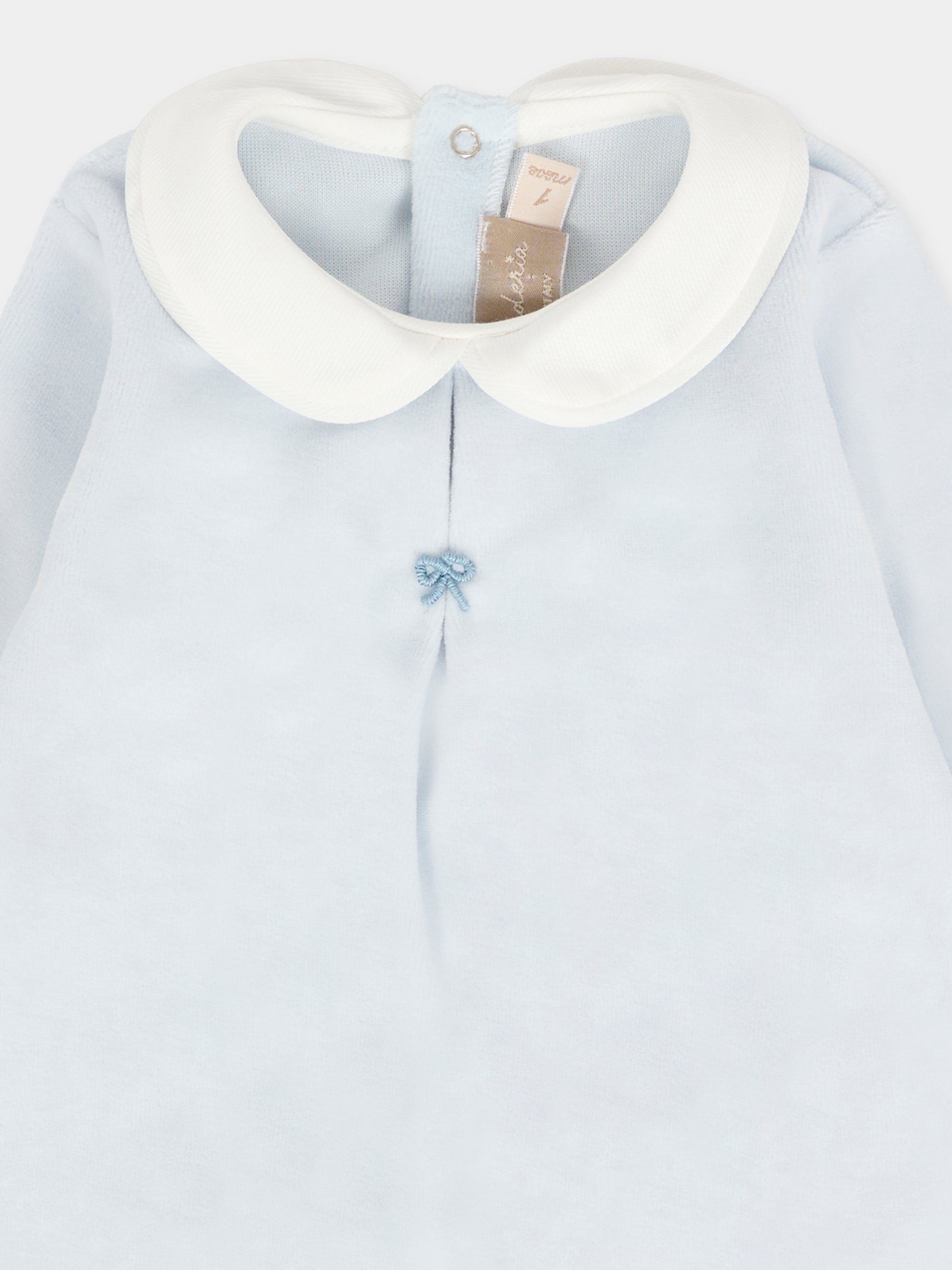 Tutina celeste per neonata con fiocco,La Stupenderia,1TBTT01L04