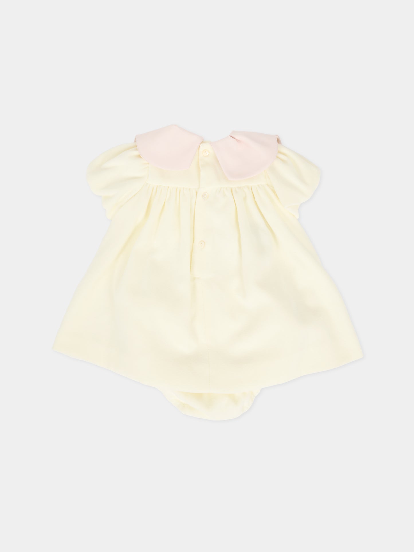 Vestito avorio per neonata con volant rosa,La Stupenderia,1CBAB08V02S14