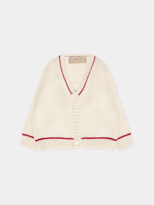 Cardigan avorio per neonato,La Stupenderia,1WCCR61 801-826
