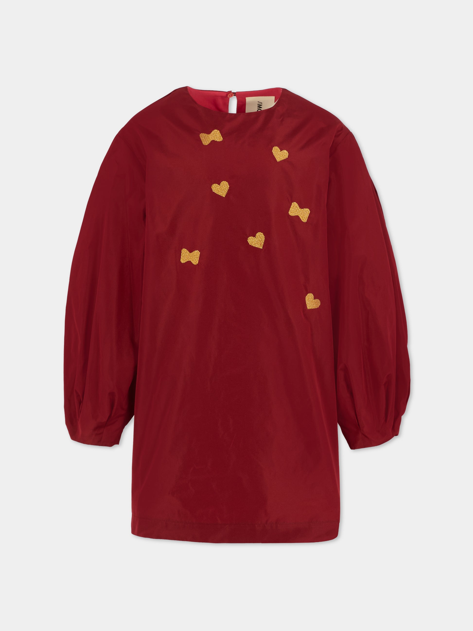Vestito bordeaux per bambina con cuori,Simonetta,SX1A70 S0049 418