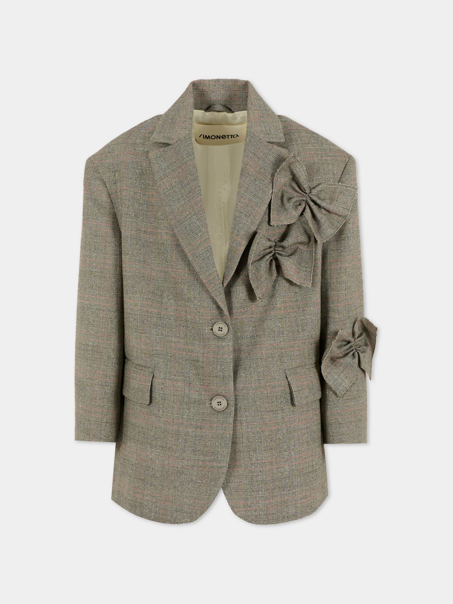 Giacca grigia per bambina con fiocchi,Simonetta,SX2A04 I0288 930RO