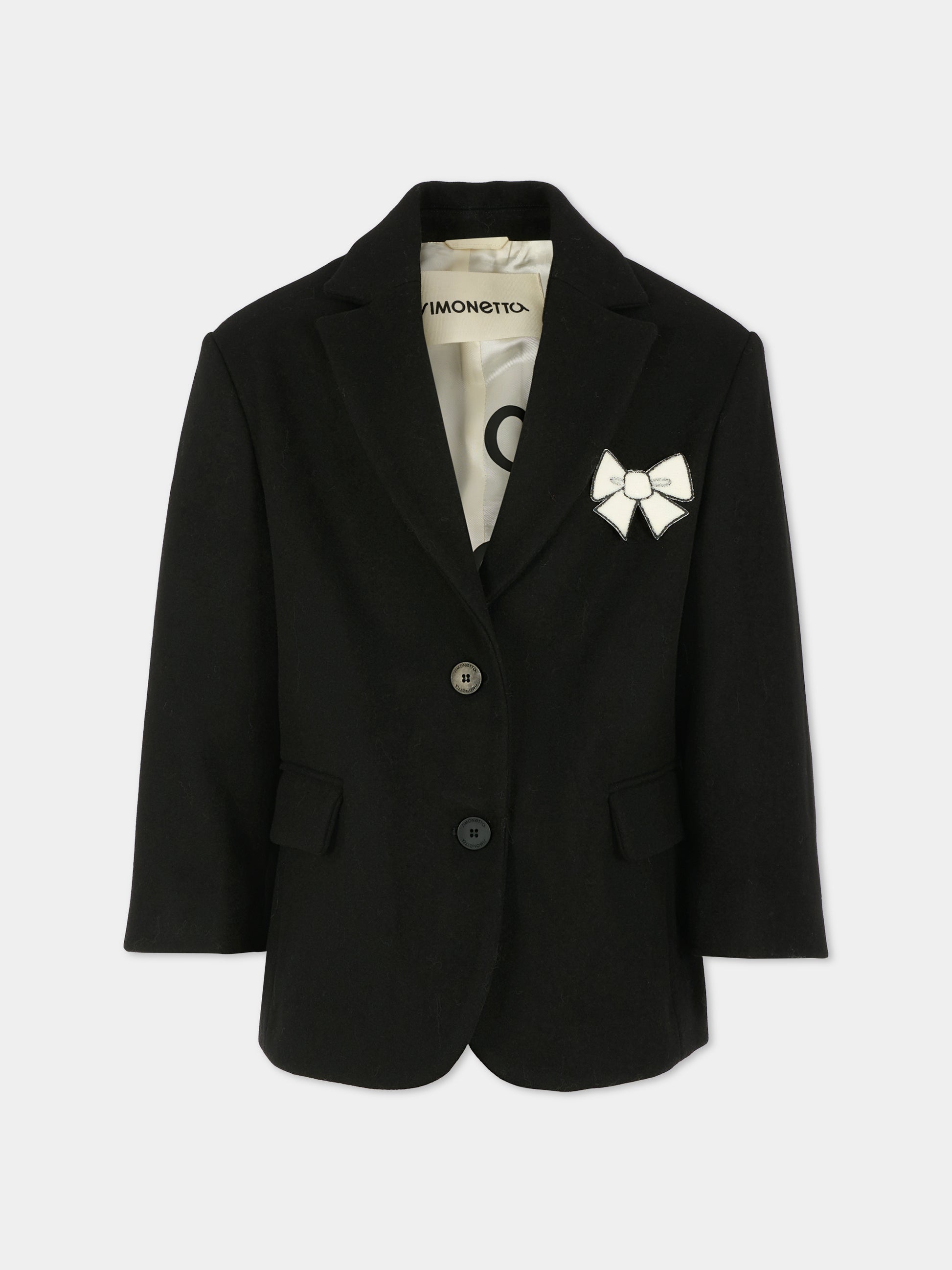 Giacca nera per bambina con fiocchi,Simonetta,SX2A44 E0051 930