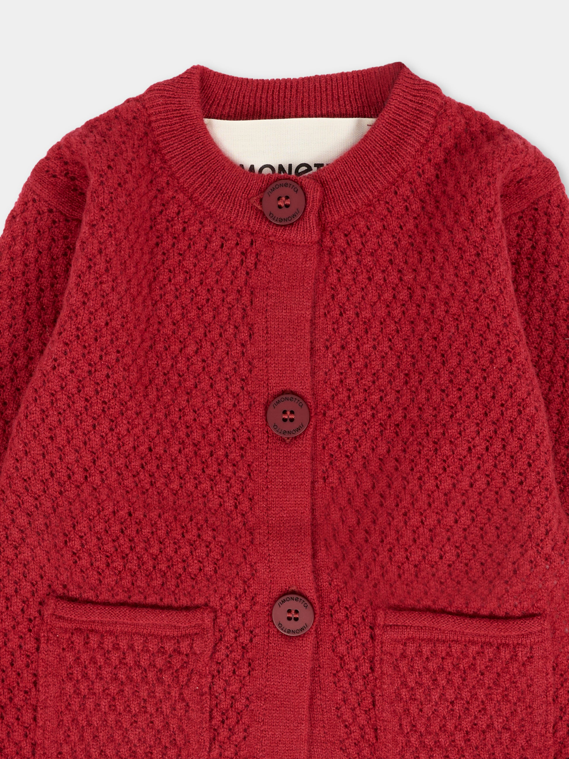 Cardigan bordeaux per neonata con logo,Simonetta,SX9000 W0023 416