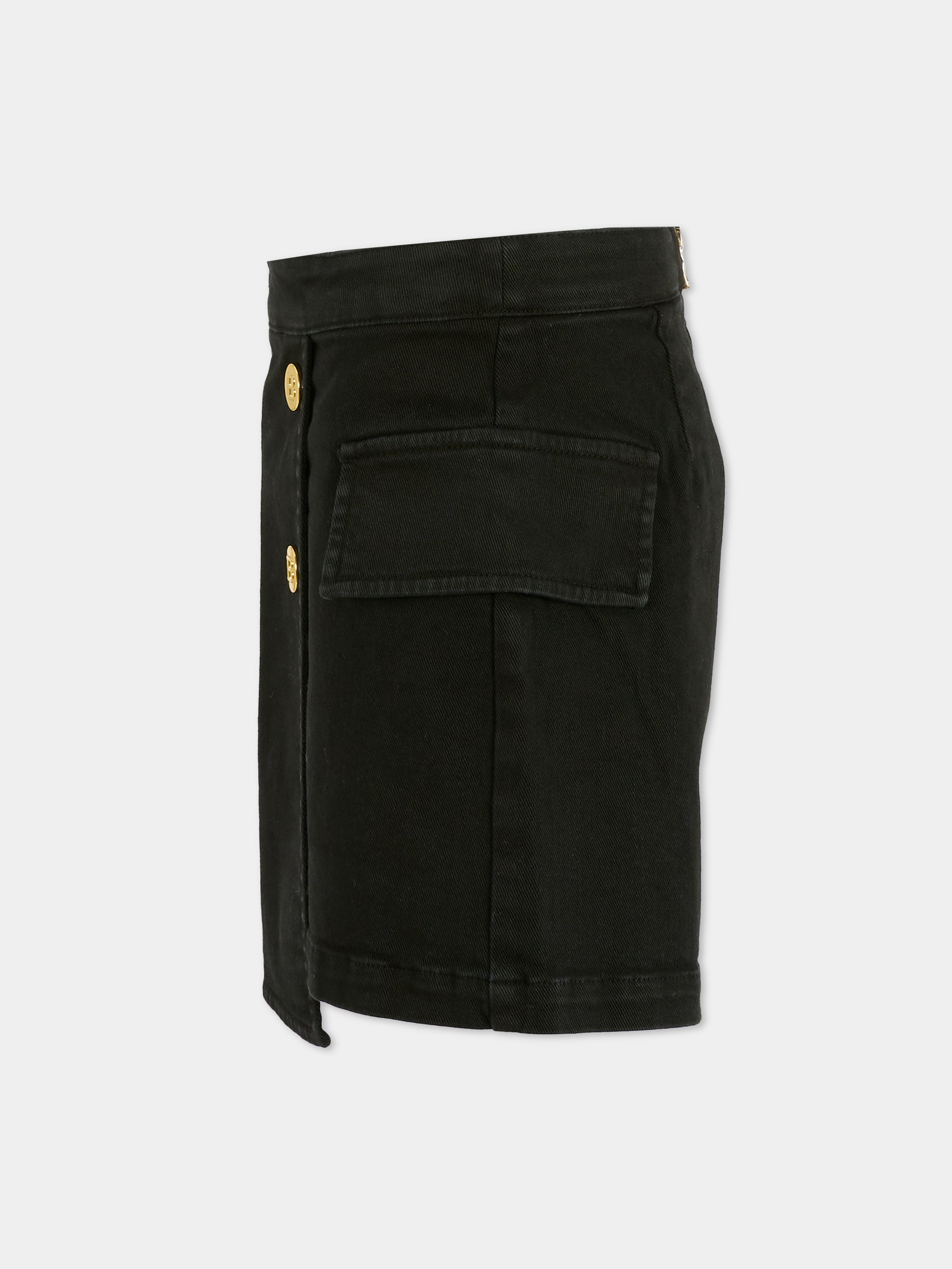 Shorts neri per bambina con bottoni oro,Balmain Kids,BX6C29-D0039 930OR