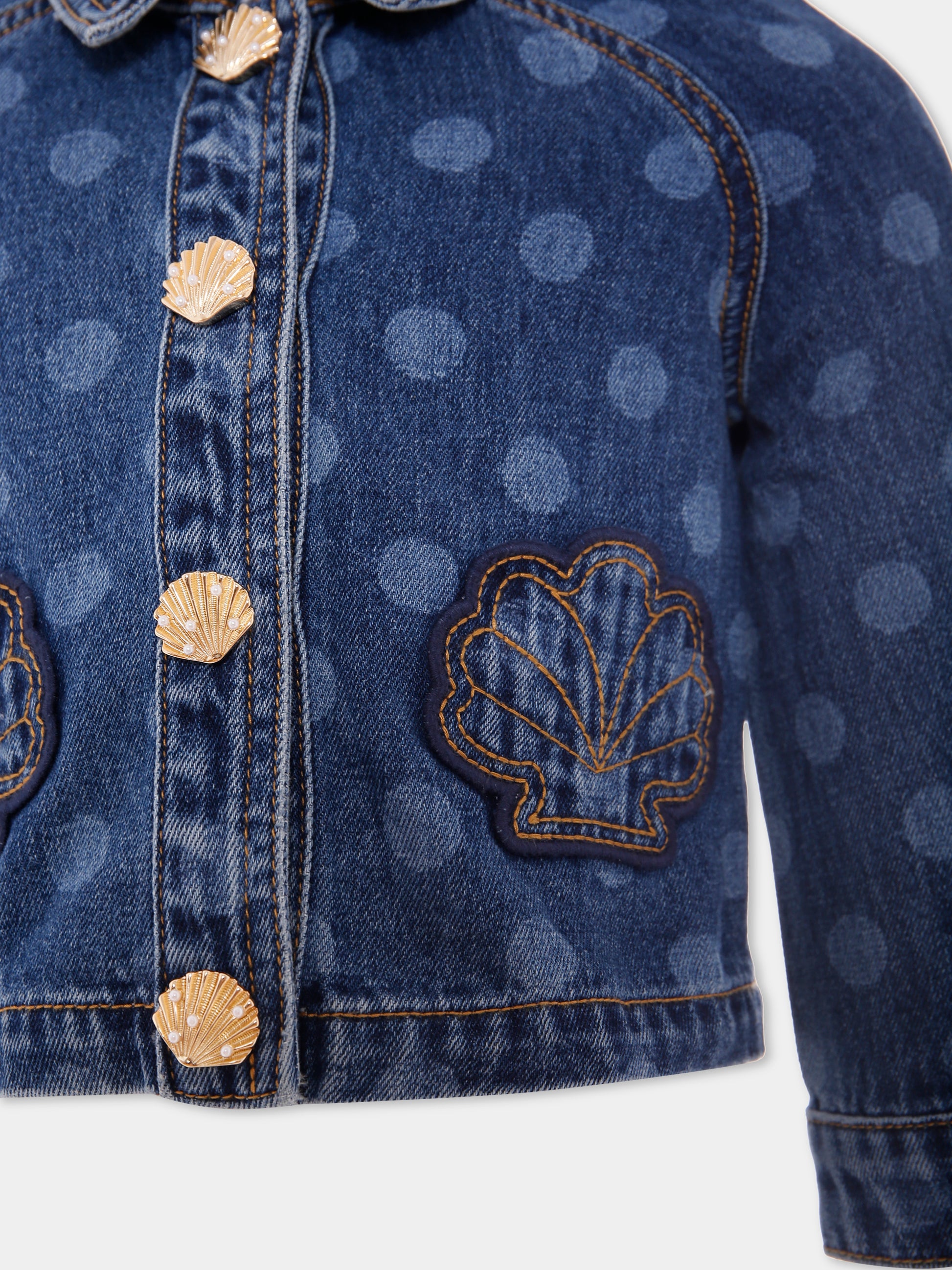 Giubbotto di jeans denim per bambina con pois,Self-portrait,PF25-703J-BL