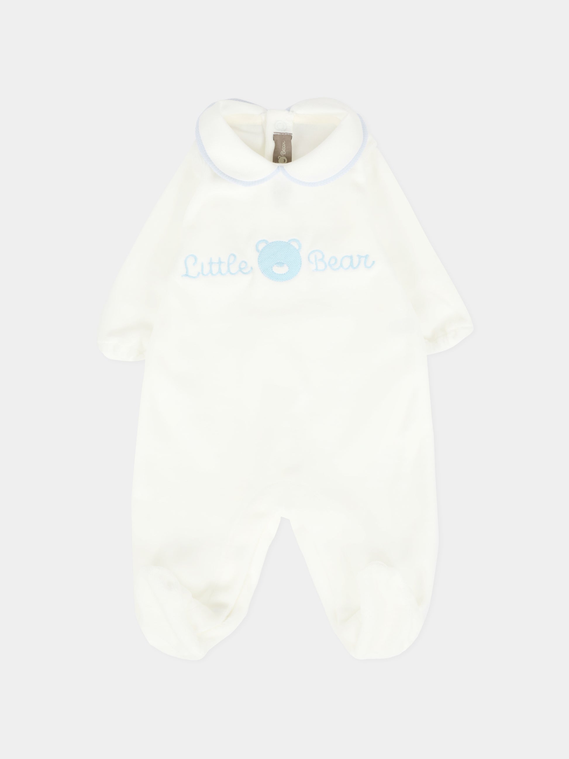 Tutina avorio per neonato con logo e orsetto,Little Bear,2021 LATTE/CIELO