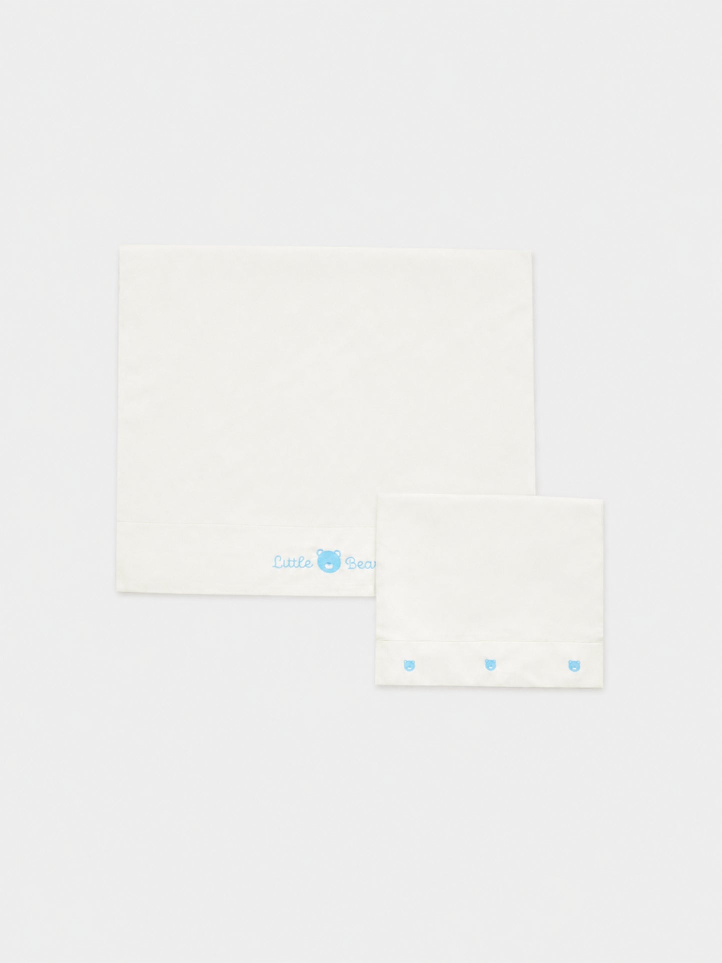 Set lenzuola bianco per neonato con orsetto e logo,Little Bear,2044 LATTE/CIELO