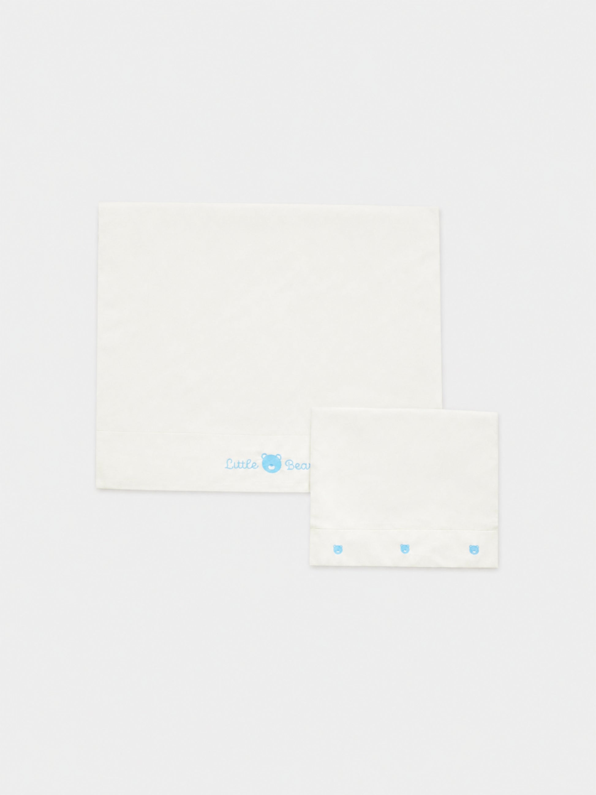 Set lenzuola bianco per neonato con orsetto e logo,Little Bear,2044 LATTE/CIELO