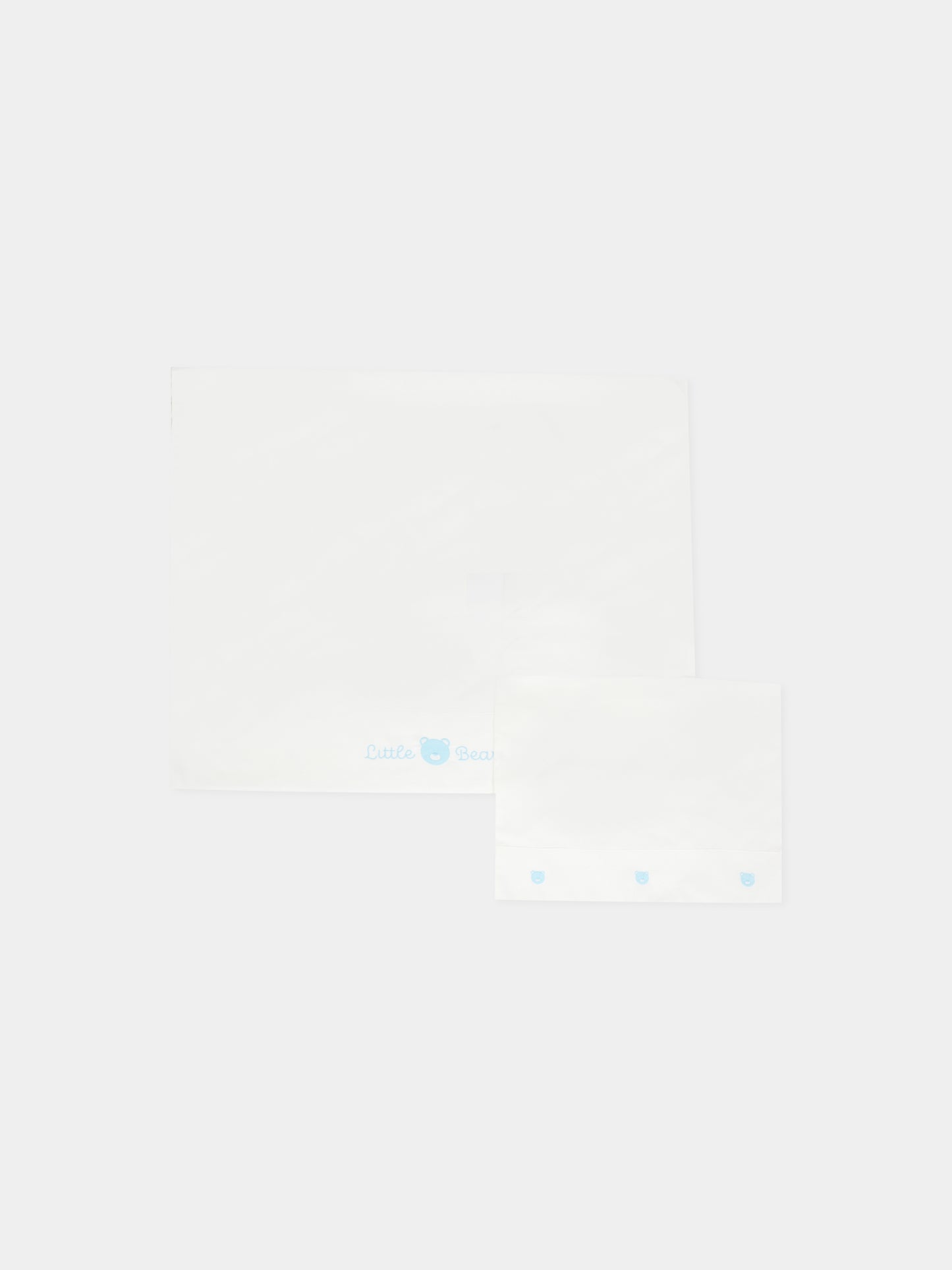 Set lenzuola bianco per neonato con orsetto e logo,Little Bear,2044 LATTE/CIELO