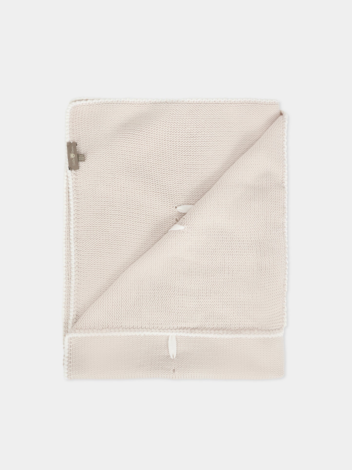 Coperta beige per neonati con nastro avorio,Little Bear,2000 BURRO/LATTE