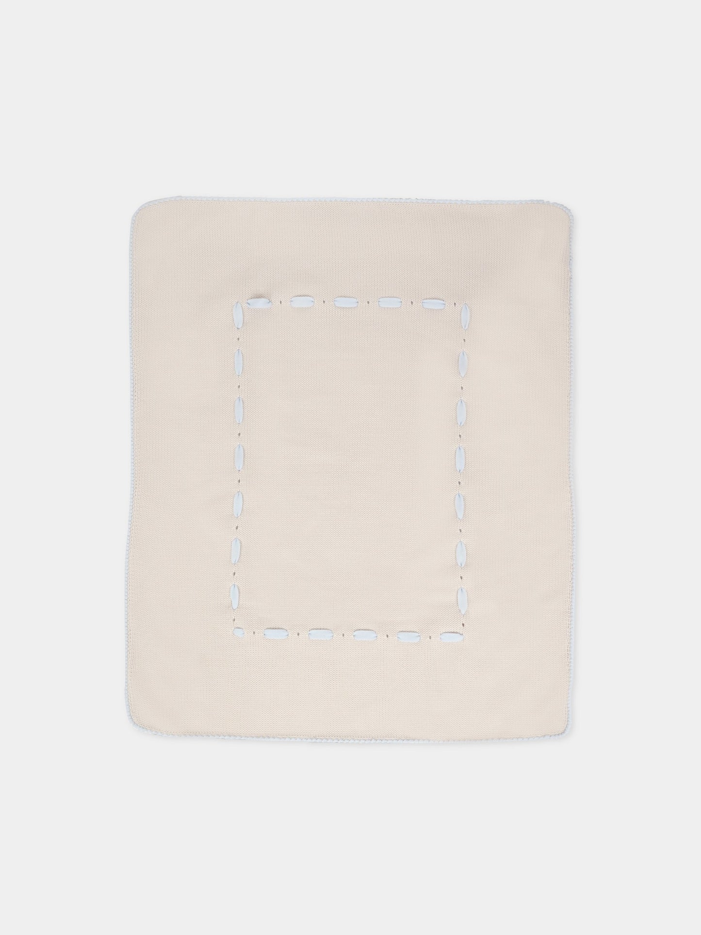 Coperta beige per neonato con nastro avorio,Little Bear,2000 BURRO/CIELO