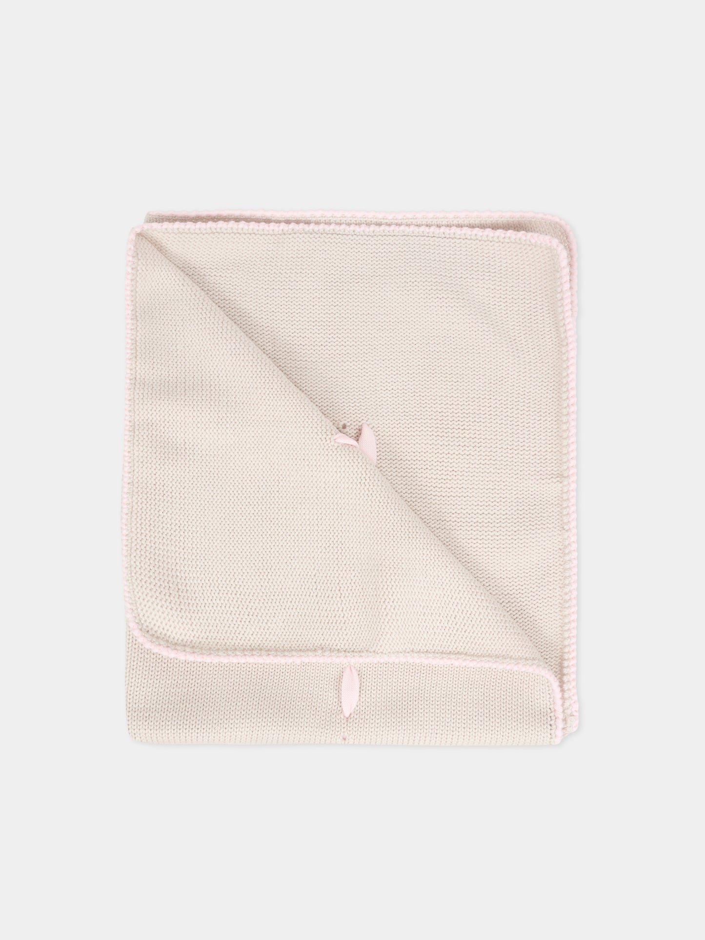 Coperta beige per neonata con nastro rosa,Little Bear,2000 BURRO/CIPRIA