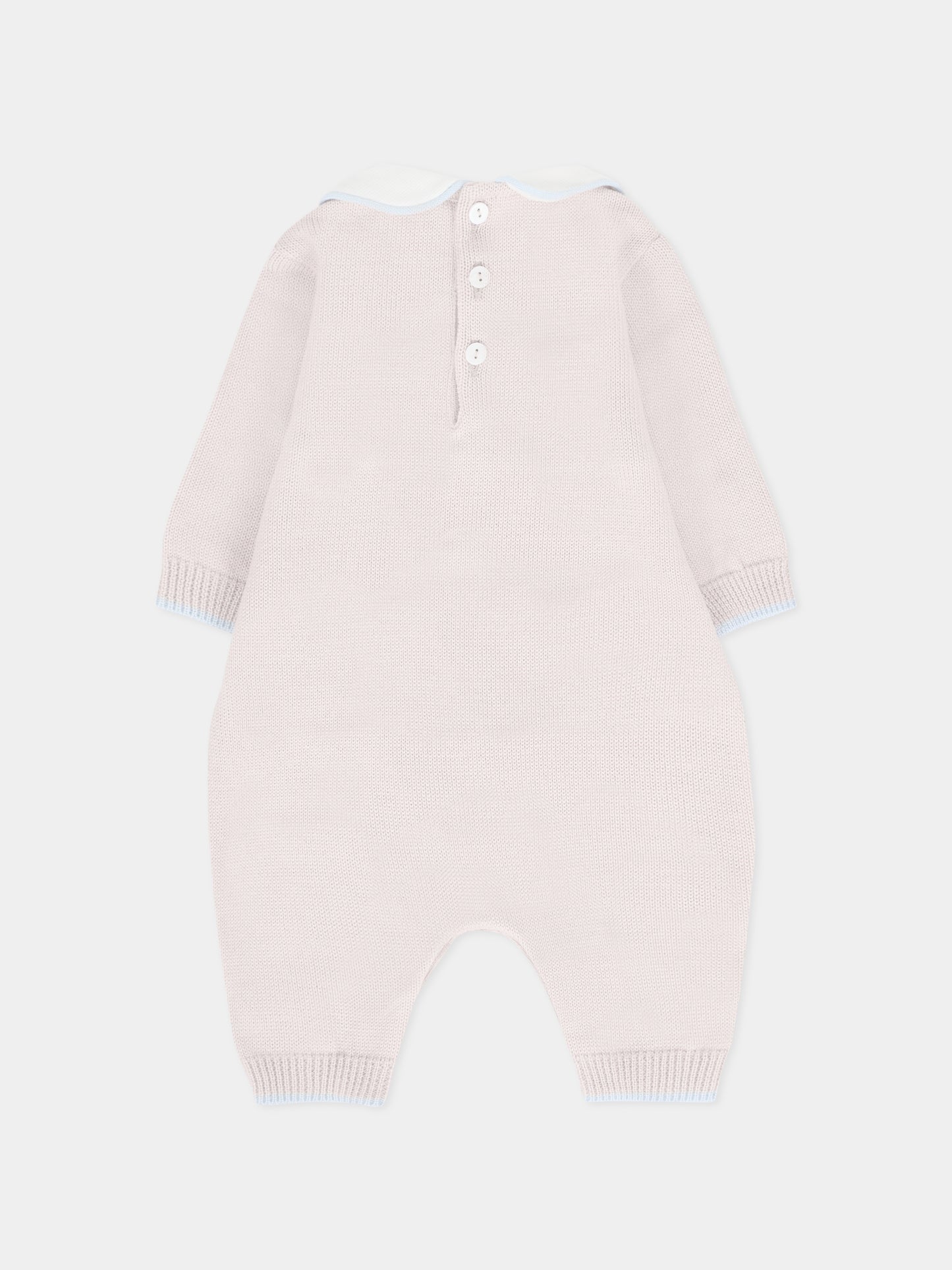 Tutina biege per neonato con nastro celeste,Little Bear,2125 BURRO/CIELO