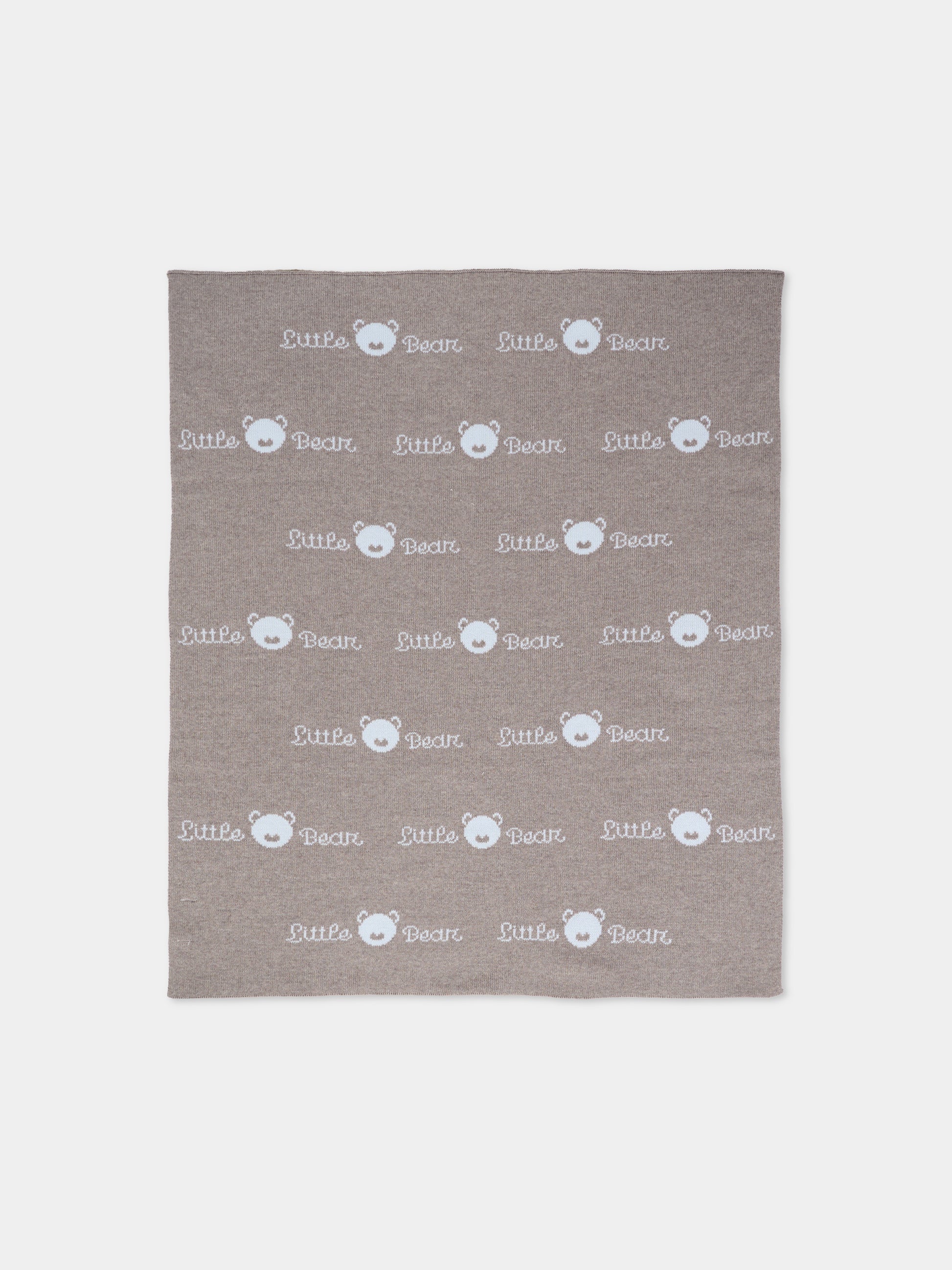 Coperta tortora per neonato con logo,Little Bear,2109 TORTORA/CIELO