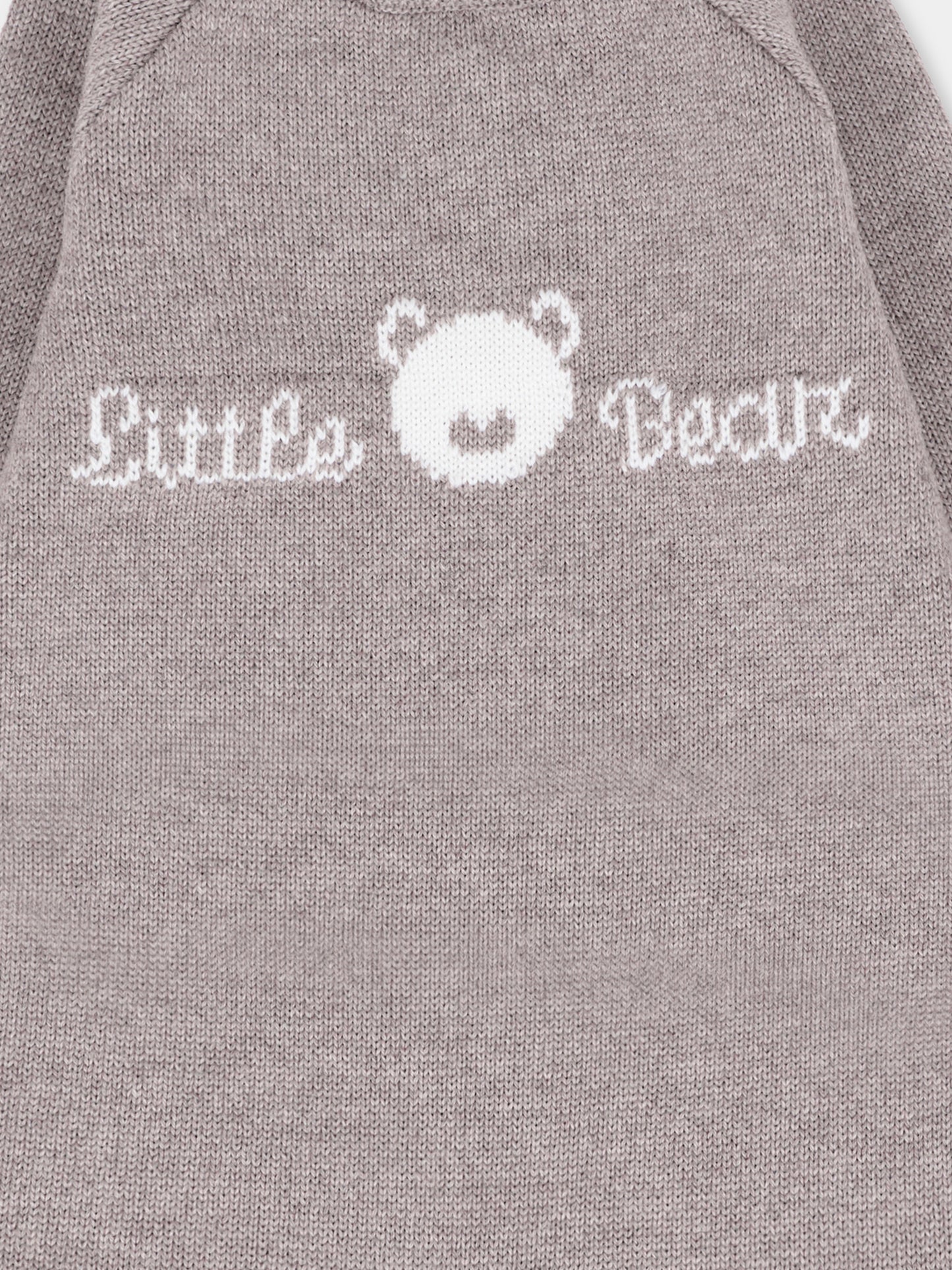 Tutina tortora per neonati con logo,Little Bear,2111 TORTORA/LATTE