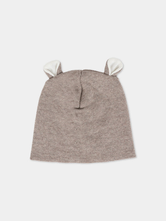 Berretto marrone per neonati con orecchie,Little Bear,2115 TORTORA/LATTE