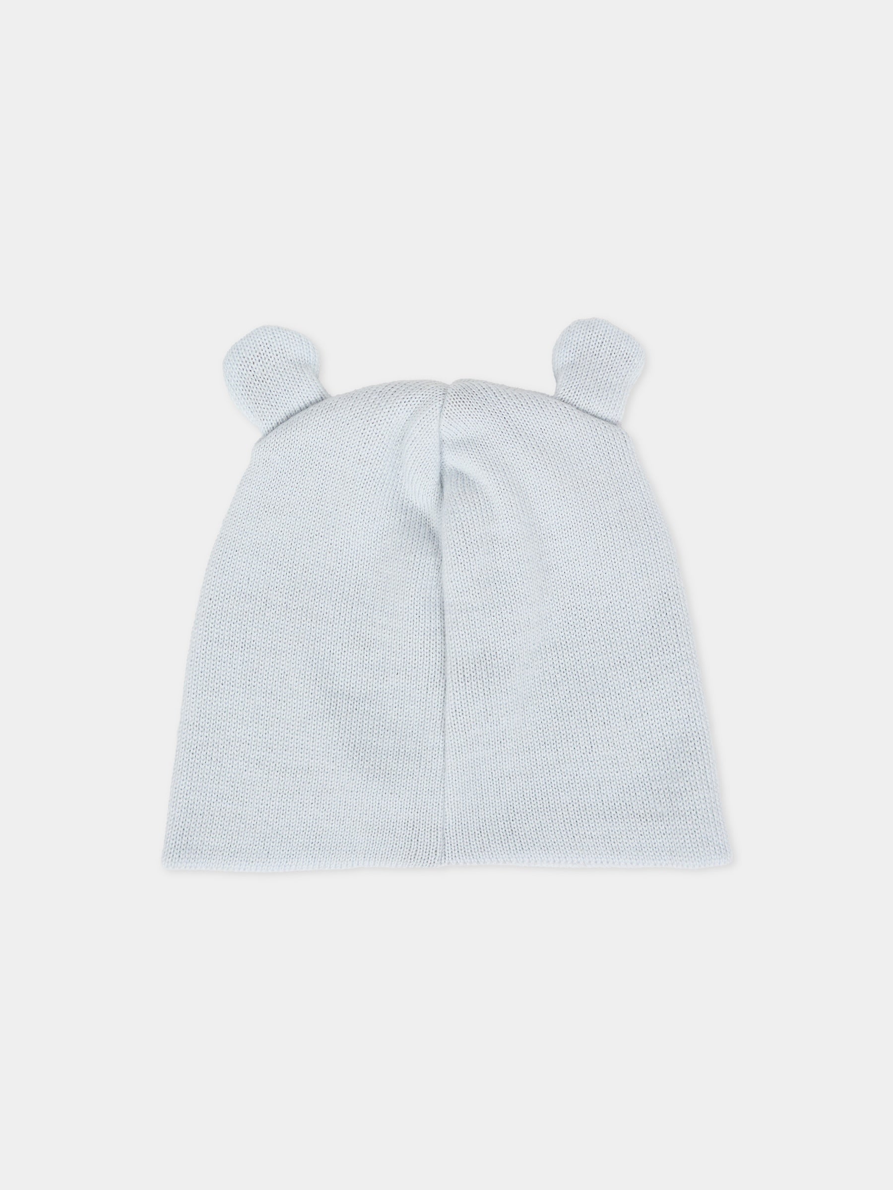 Berretto celeste per neonato con orecchie tortora,Little Bear,2115 CIELO/TORTORA