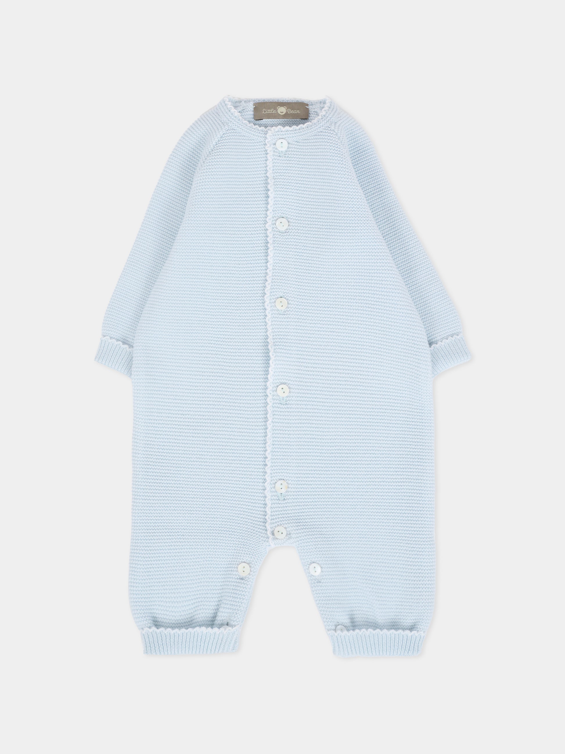 Tutina celeste per neonato con ricamo,Little Bear,2105 CIELO/LATTE