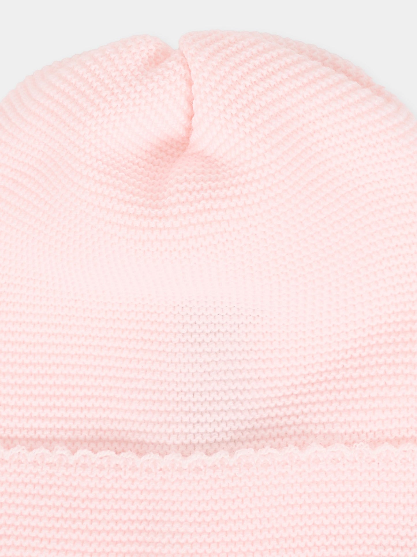 Berretto rosa per neonata con ricamo,Little Bear,2108 CIPRIA/LATTE